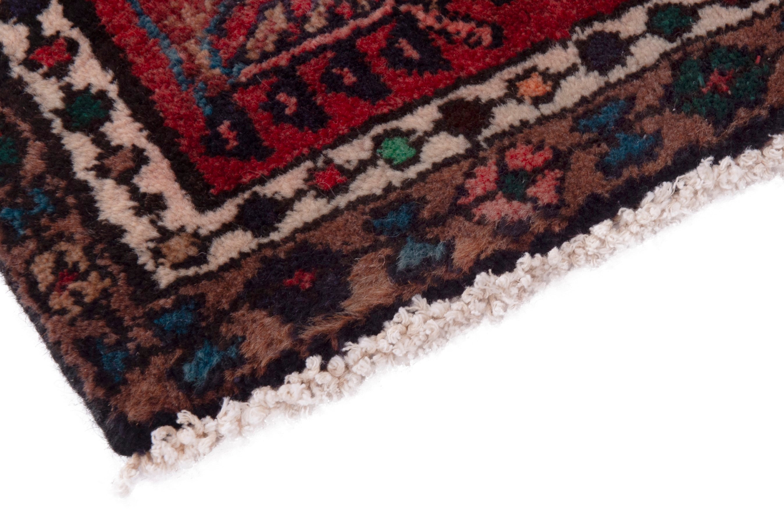 Persian Hamedan accent rug in deep red and burgundy, view 5 of 7