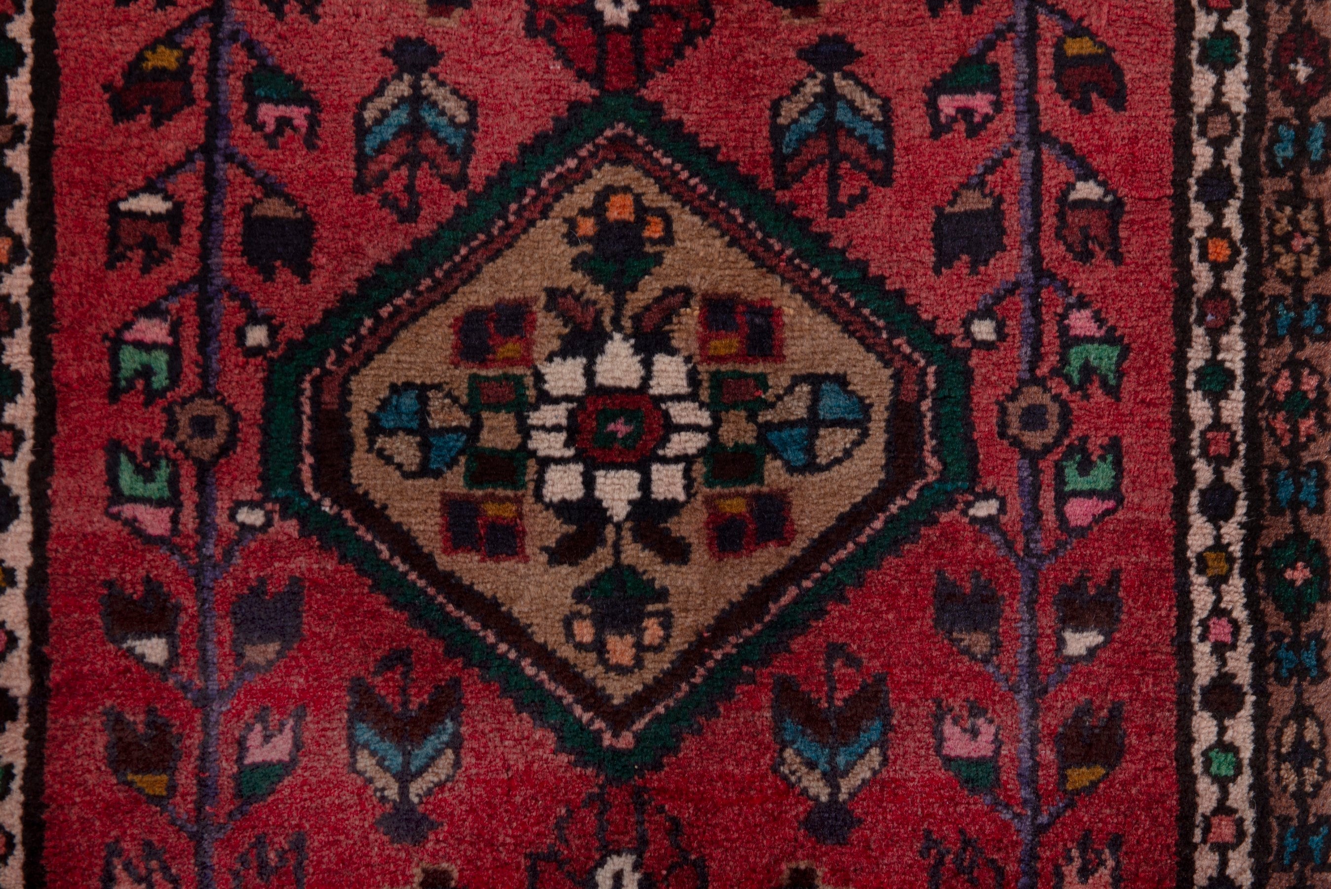 Persian Hamedan accent rug in deep red and burgundy, view 6 of 7