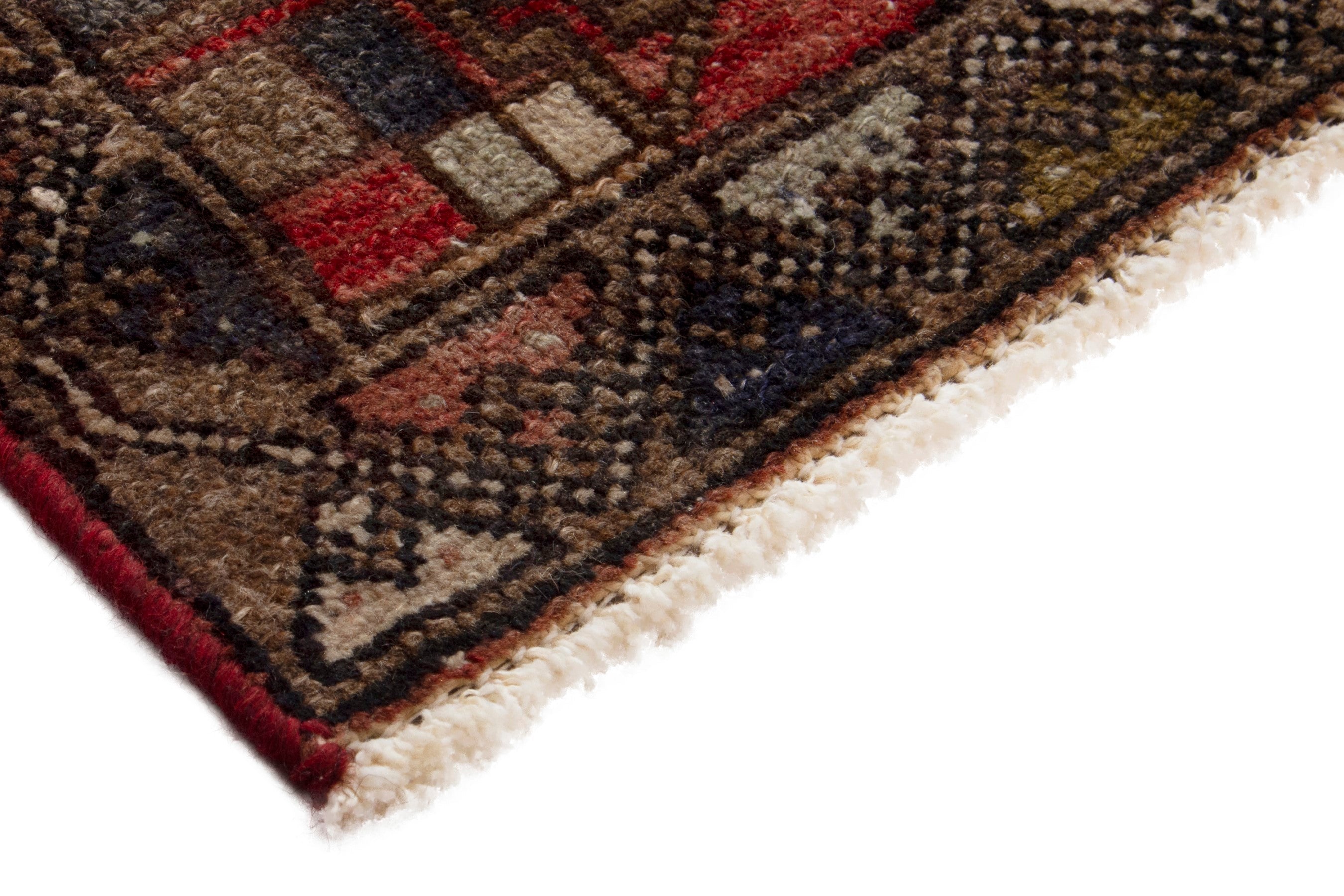 Persian Zanjan accent rug in deep red and dark brown, view 5 of 8