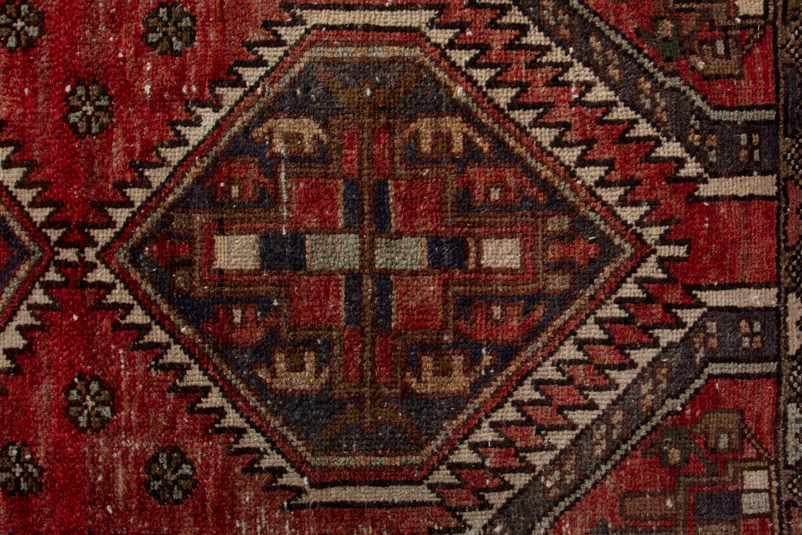 Persian Zanjan accent rug in deep red and dark brown, view 6 of 8