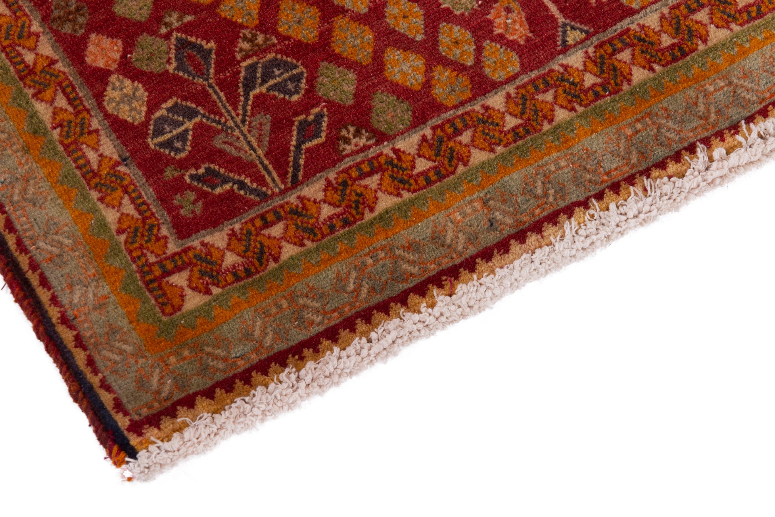 Persian Shiraz accent rug in burgundy and rust, view 5 of 7