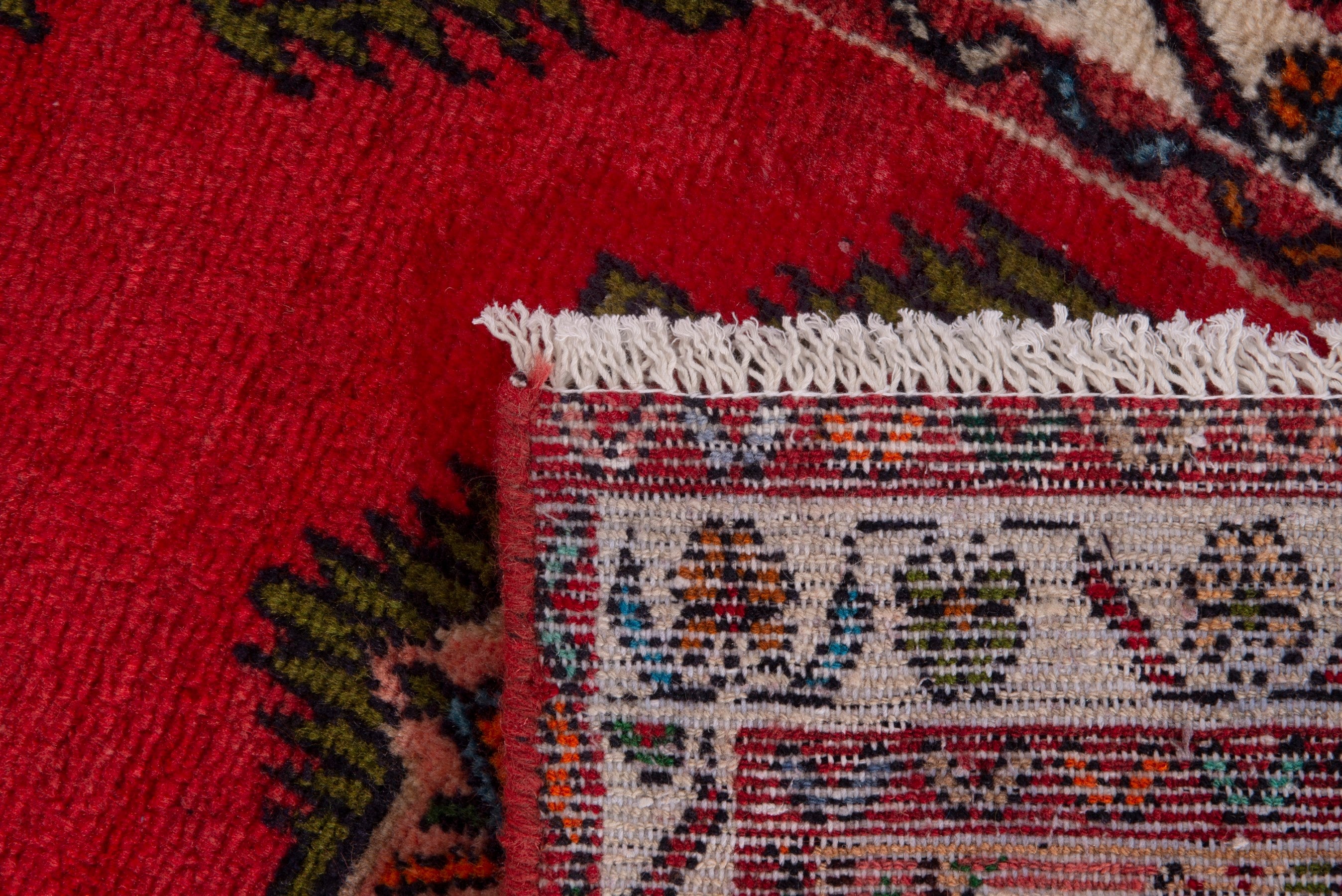 Persian Hamedan accent rug in deep red and cream, view 7 of 7