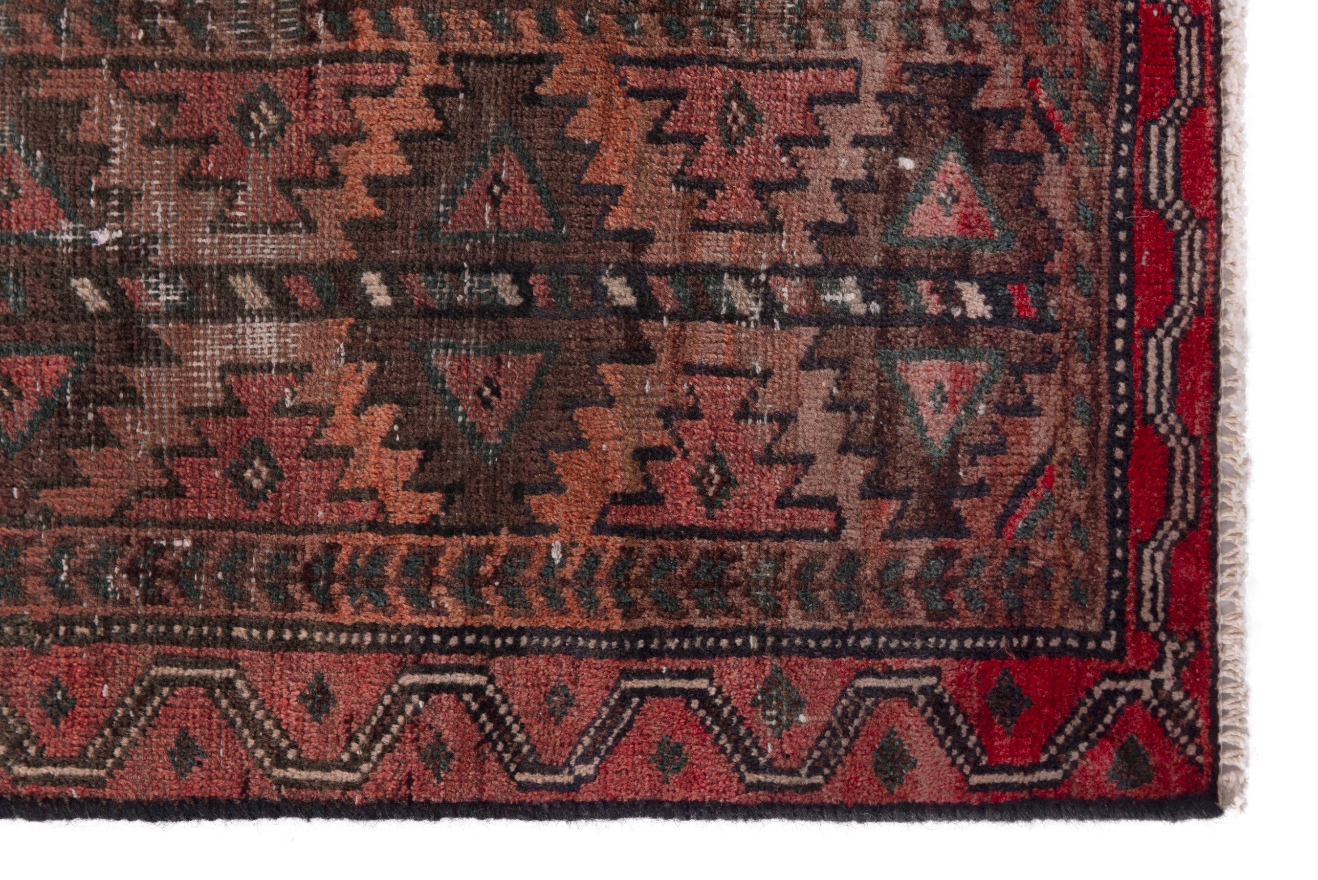 Persian Baluch accent rug in faded red and burgundy, view 4 of 7