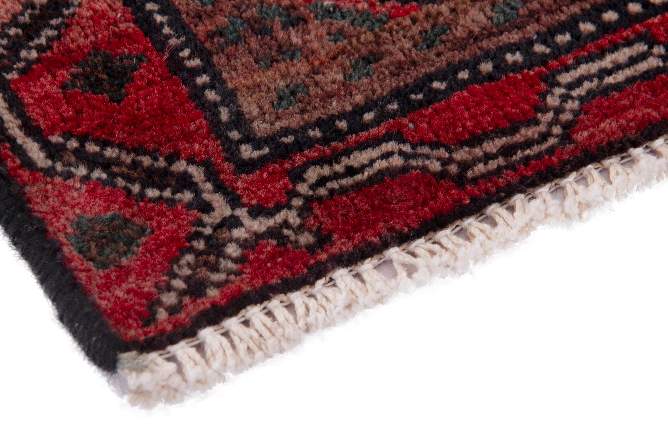Persian Baluch accent rug in faded red and burgundy, view 5 of 7