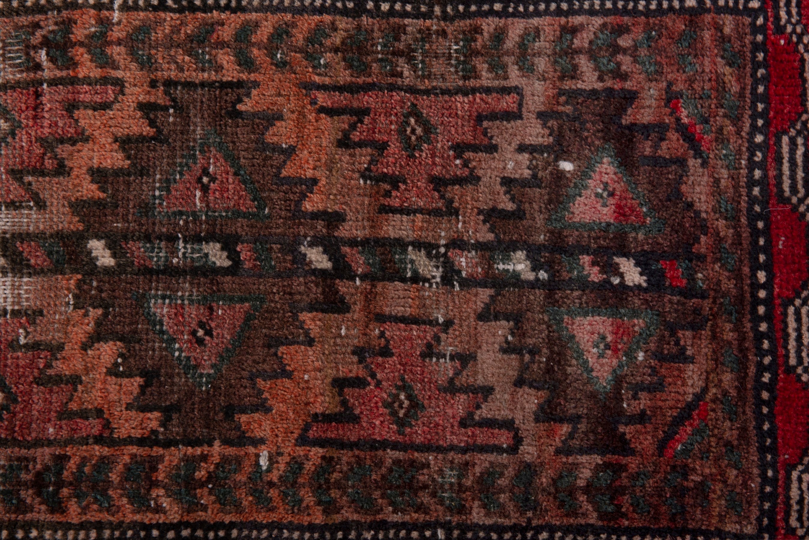Persian Baluch accent rug in faded red and burgundy, view 6 of 7