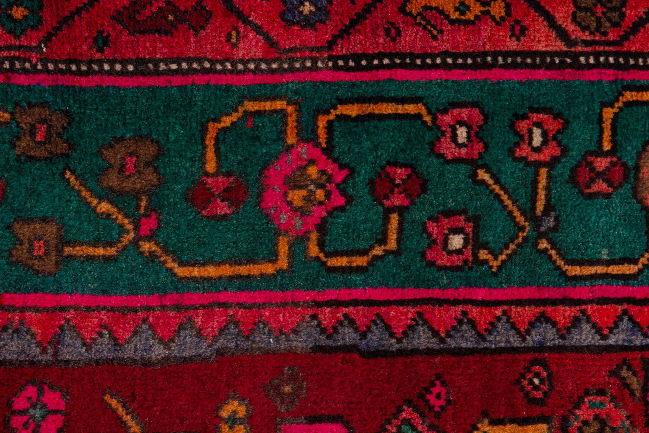 Persian Bijar area rug in deep red and teal, view 12 of 20