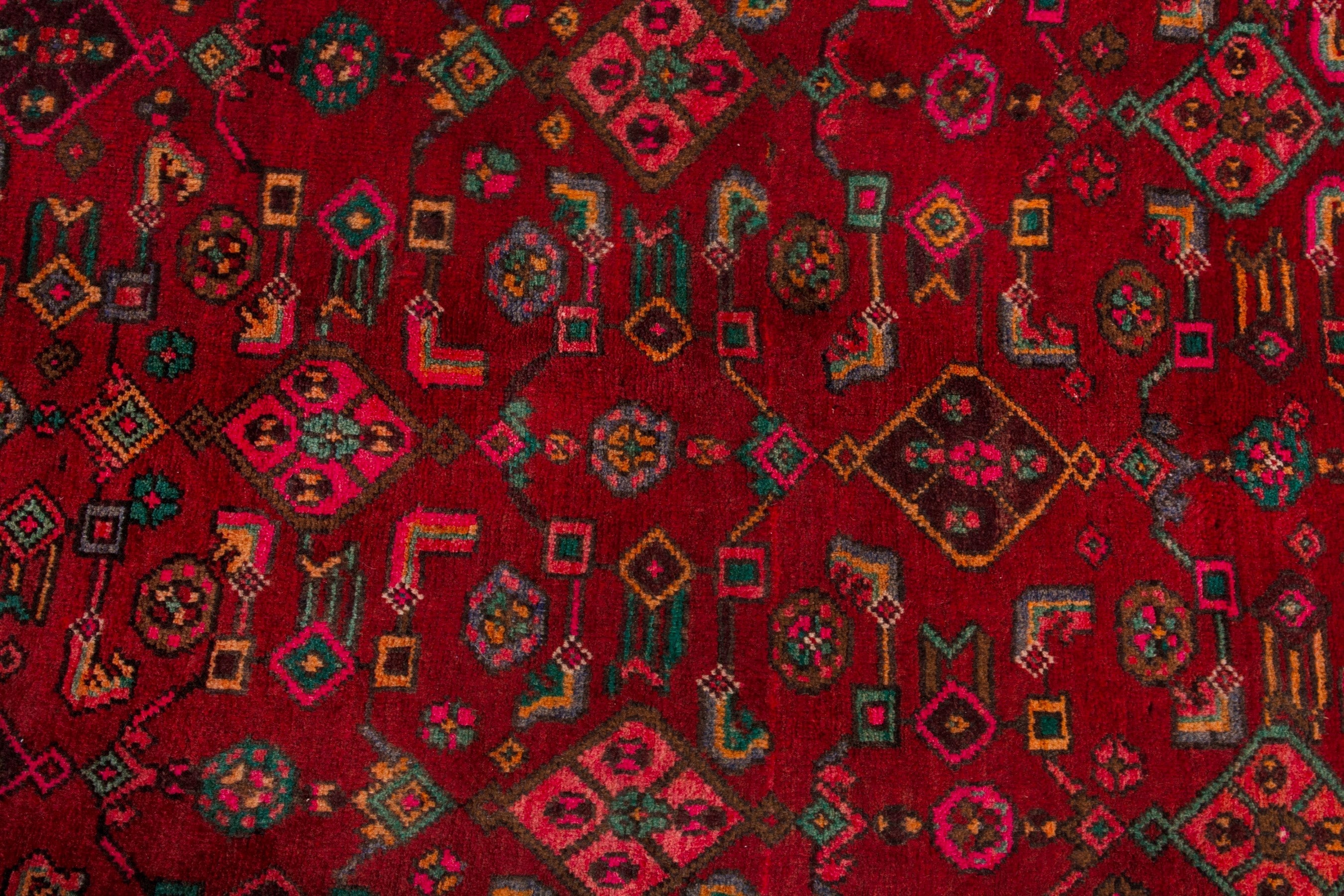 Persian Bijar area rug in deep red and teal, view 15 of 20