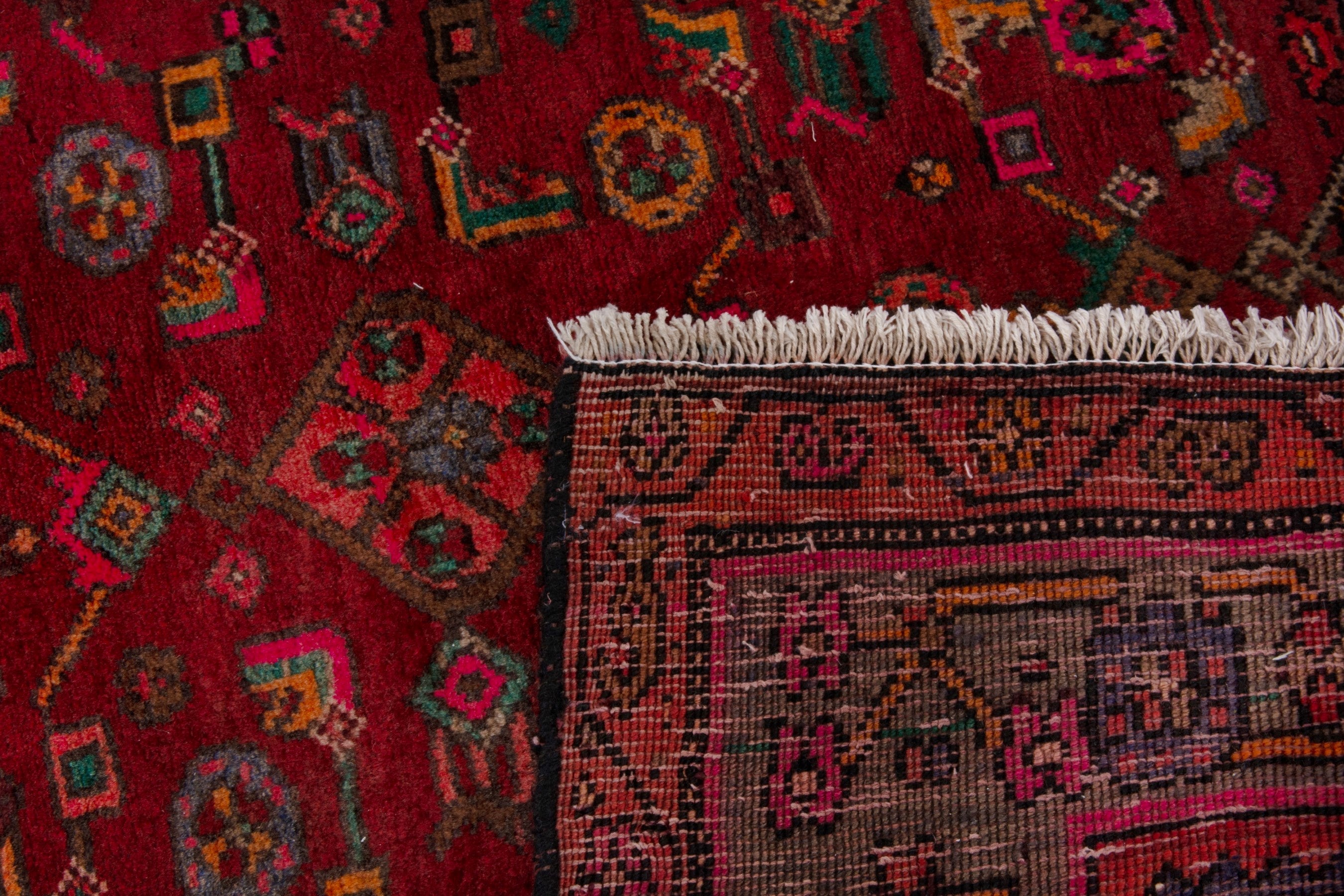 Persian Bijar area rug in deep red and teal, view 20 of 20