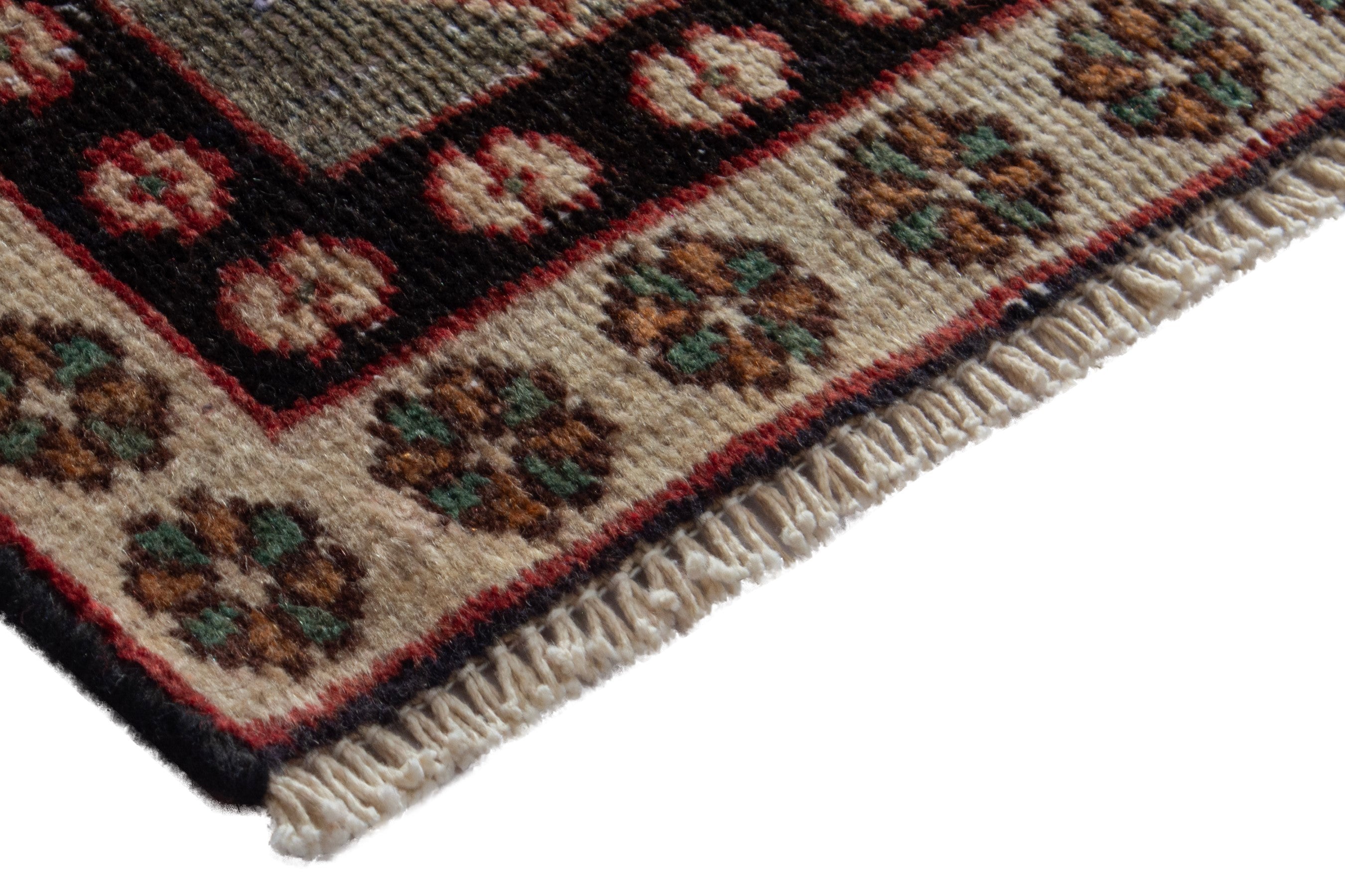 Persian Bakhtiari accent rug in muted pink and burgundy, view 5 of 8