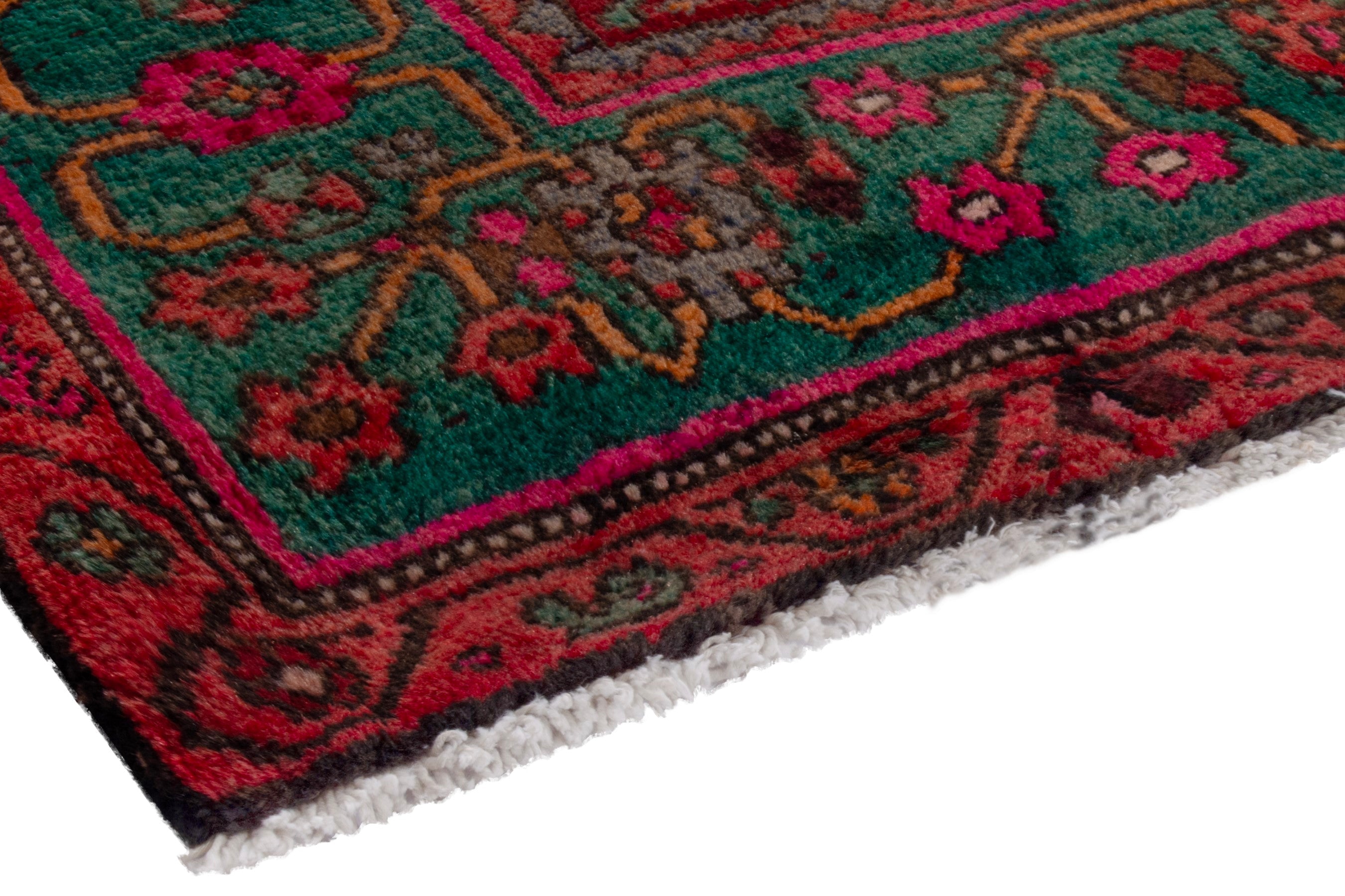 Persian Bijar area rug in deep red and teal, view 5 of 20