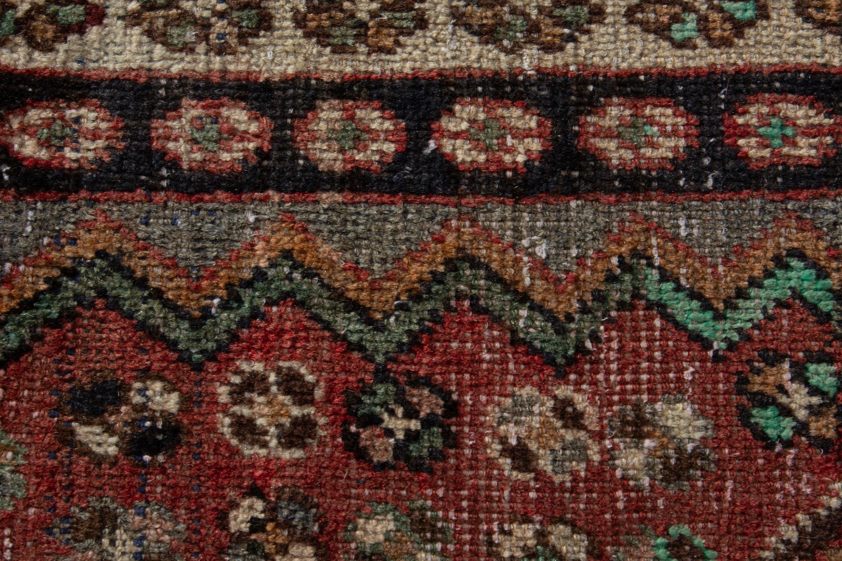 Persian Bakhtiari accent rug in muted pink and burgundy, view 7 of 8