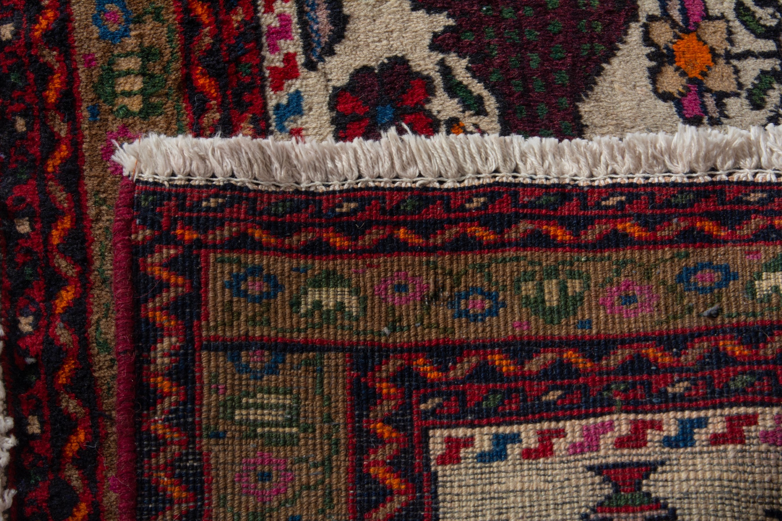 Persian Baluch accent rug in deep red and cream, view 8 of 8