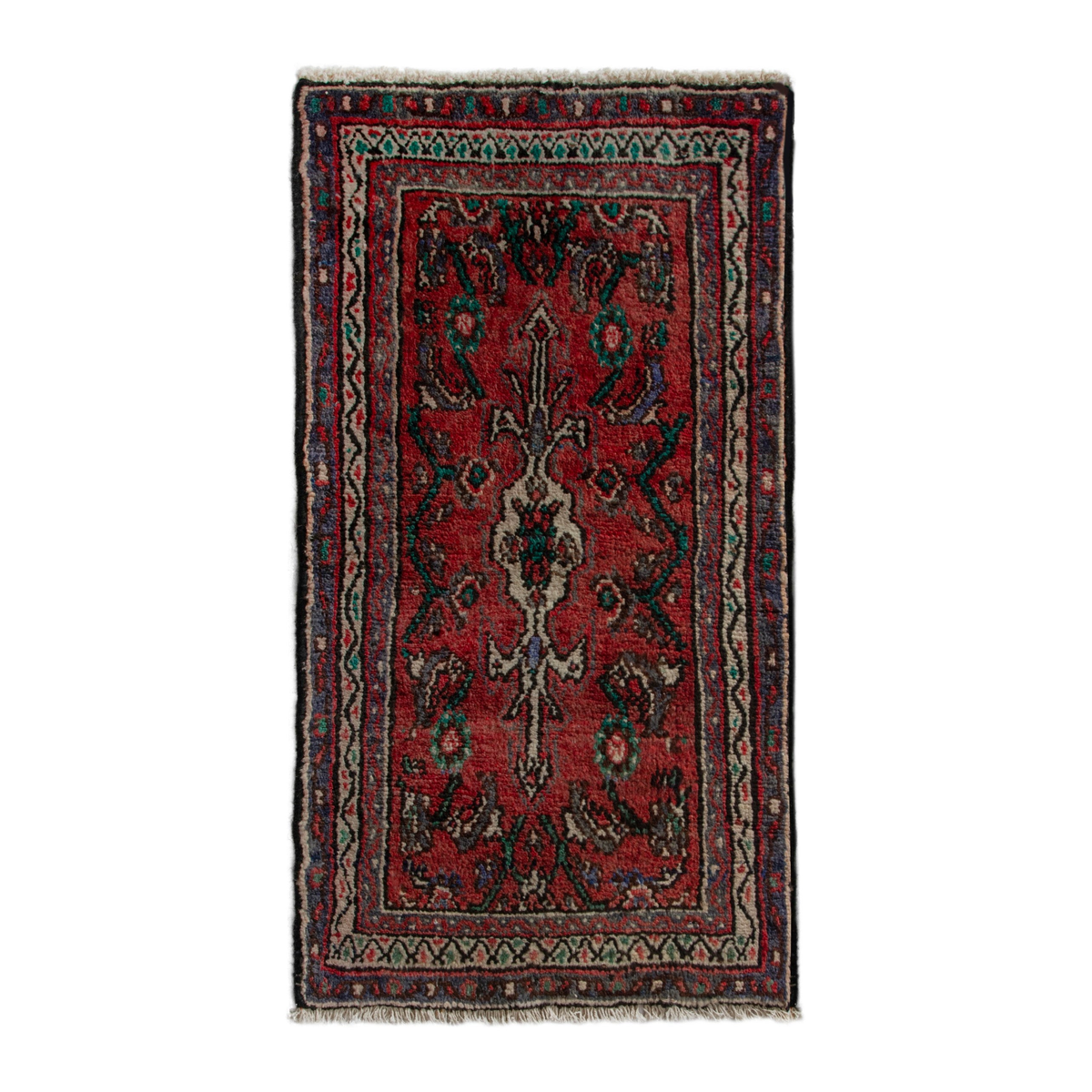 Persian Hamedan accent rug in deep red and ivory, 2' x 3'5"