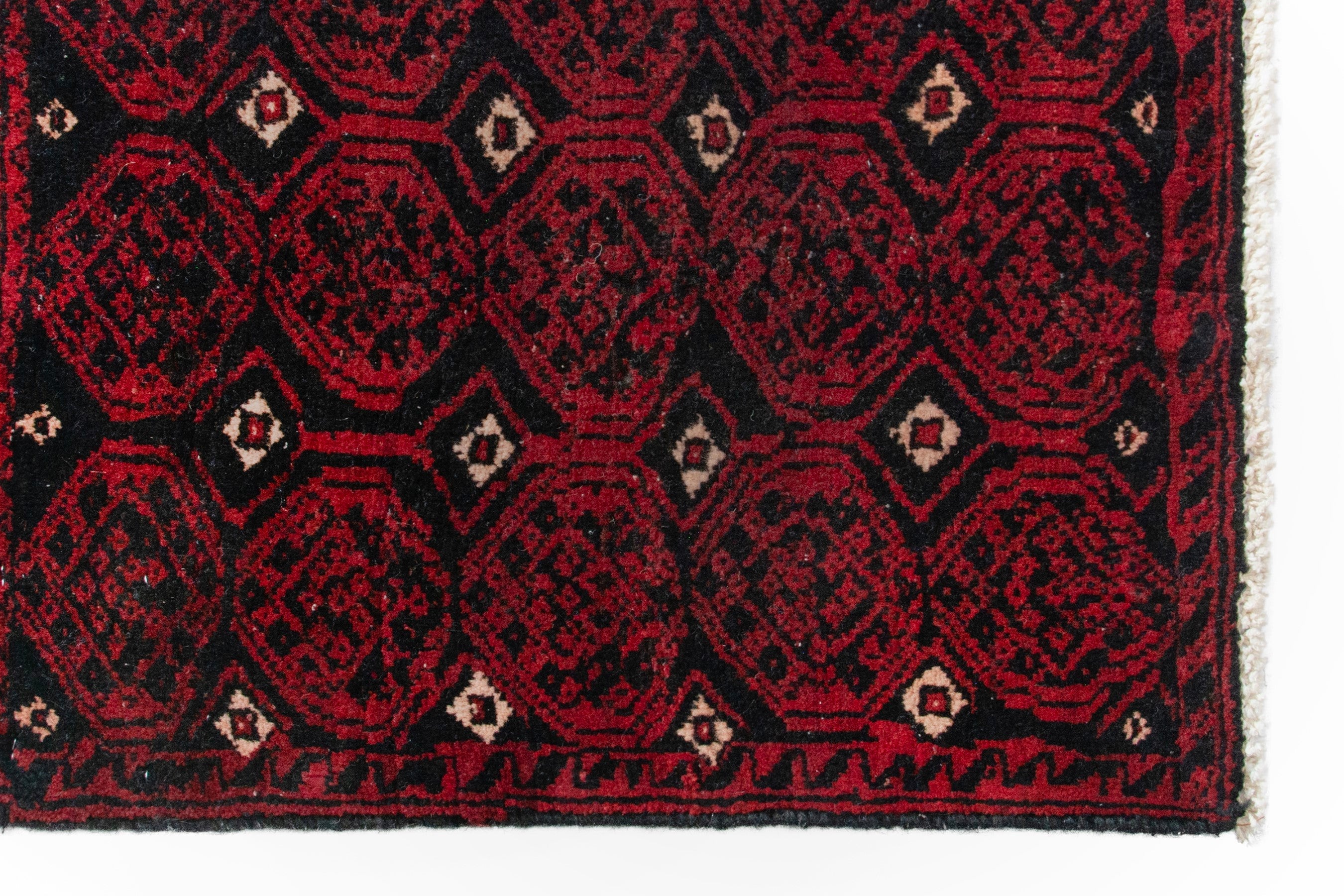 Persian Baluch accent rug in deep red and black cherry, view 4 of 8