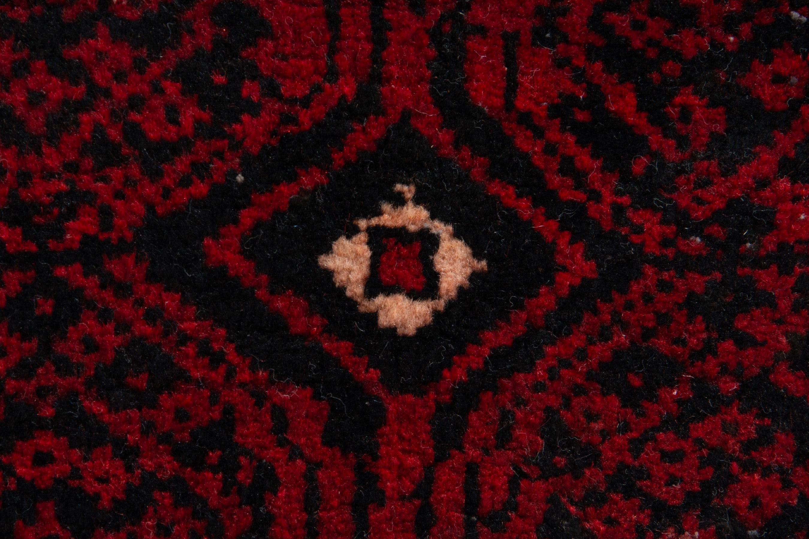 Persian Baluch accent rug in deep red and black cherry, view 6 of 8
