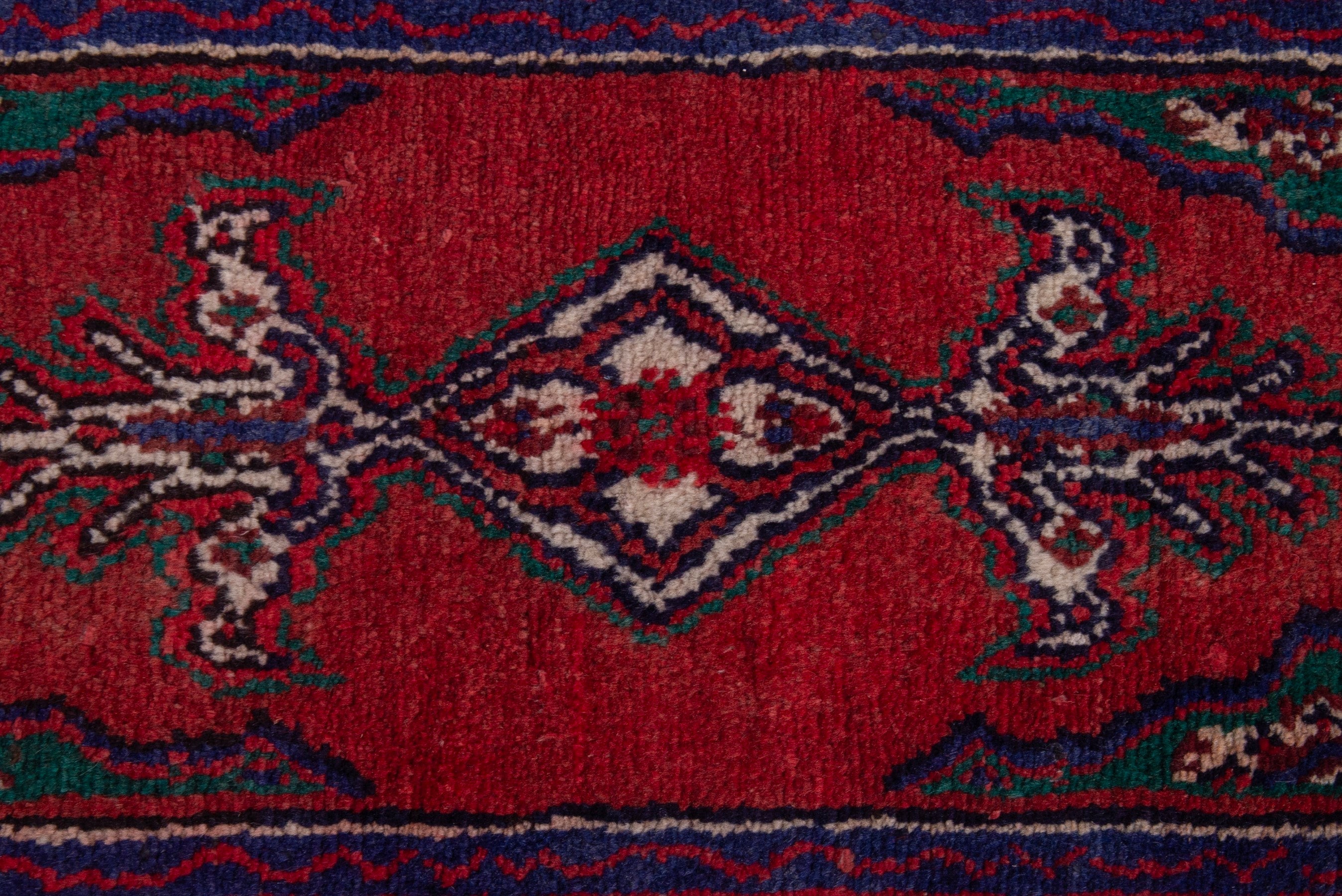 Persian Hamedan accent rug in deep red and navy, view 6 of 7