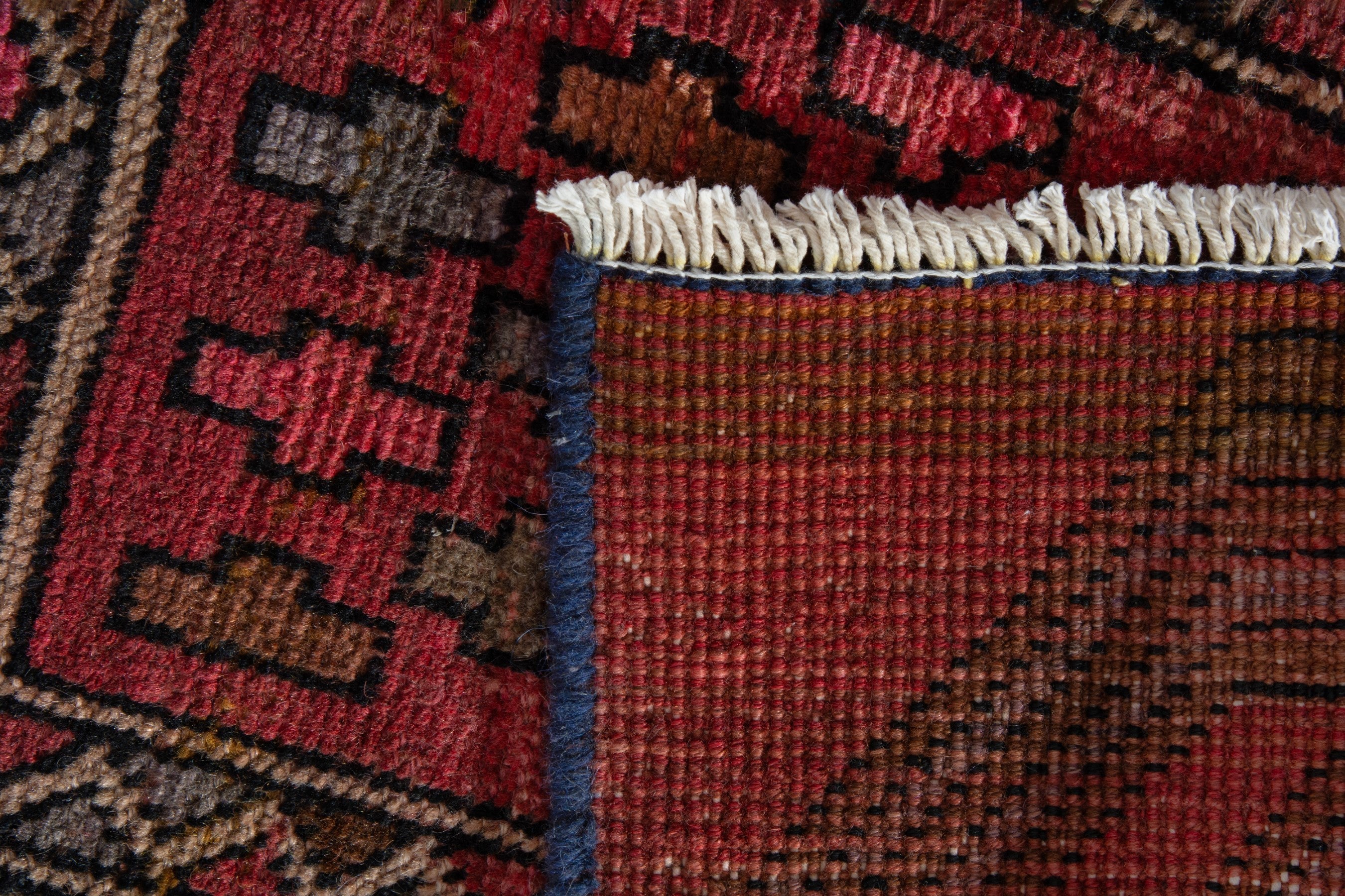 Persian Ardabil accent rug in deep red and dark brown, view 8 of 8