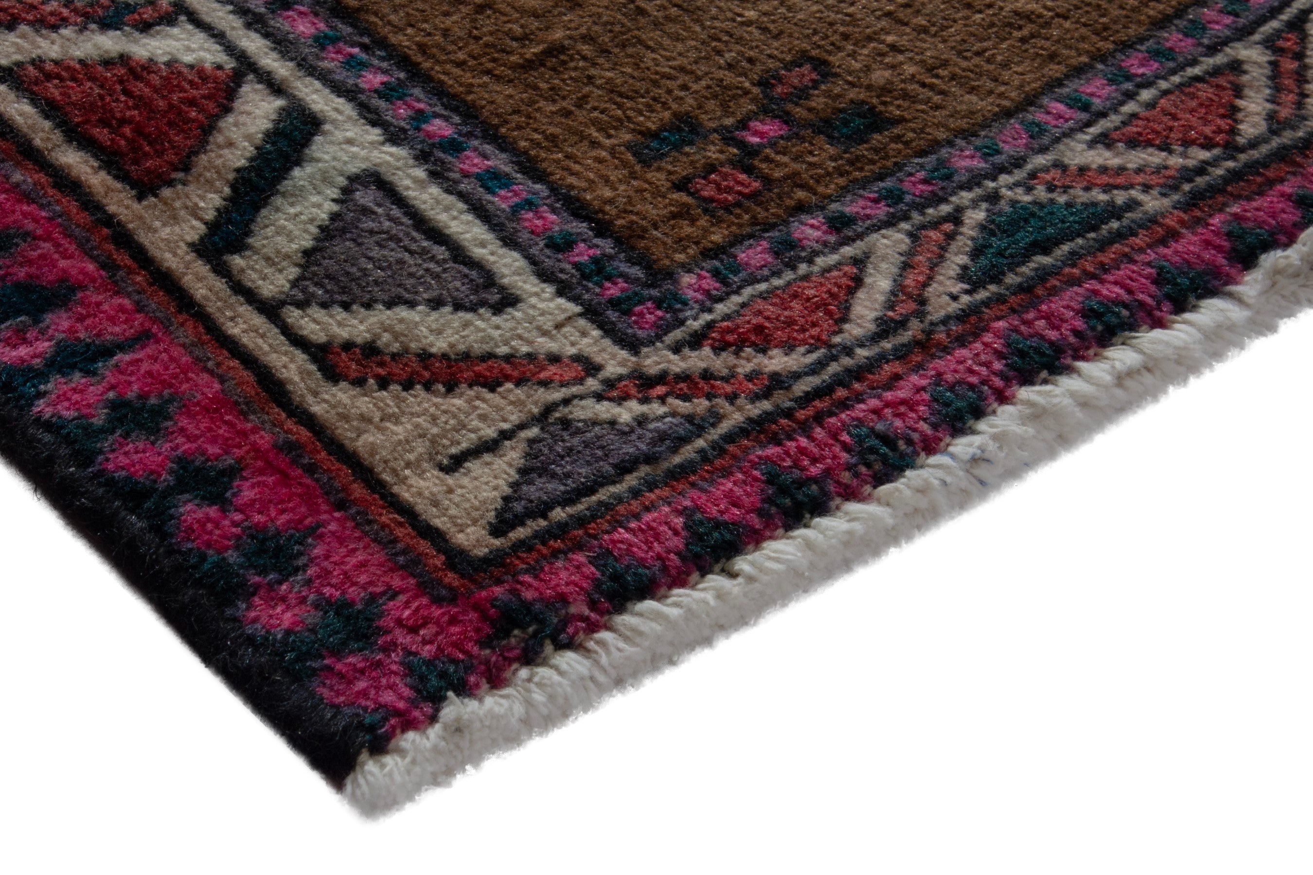 Persian Ardabil accent rug in brown and burgundy, view 5 of 8