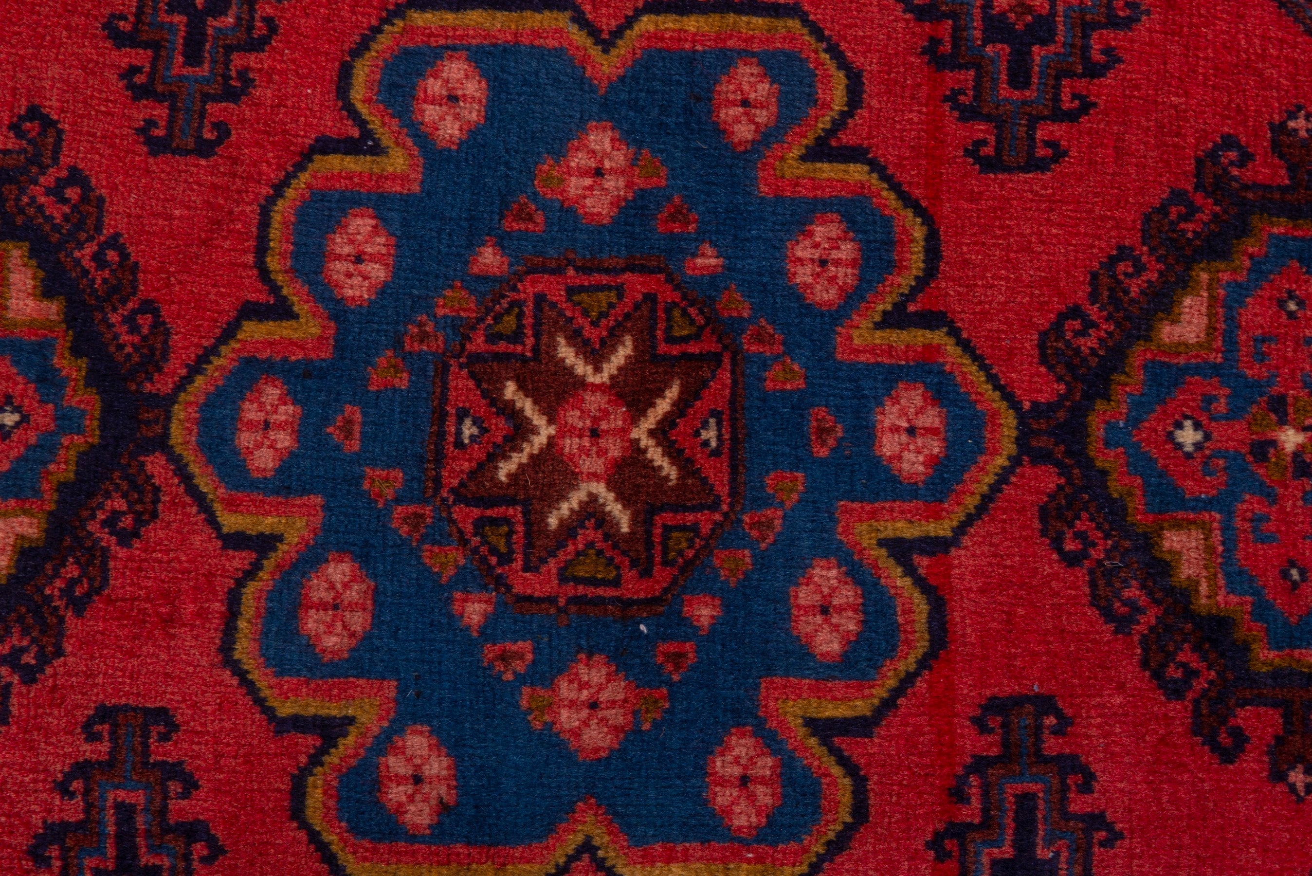 Persian Vist accent rug in deep red and denim, view 6 of 7