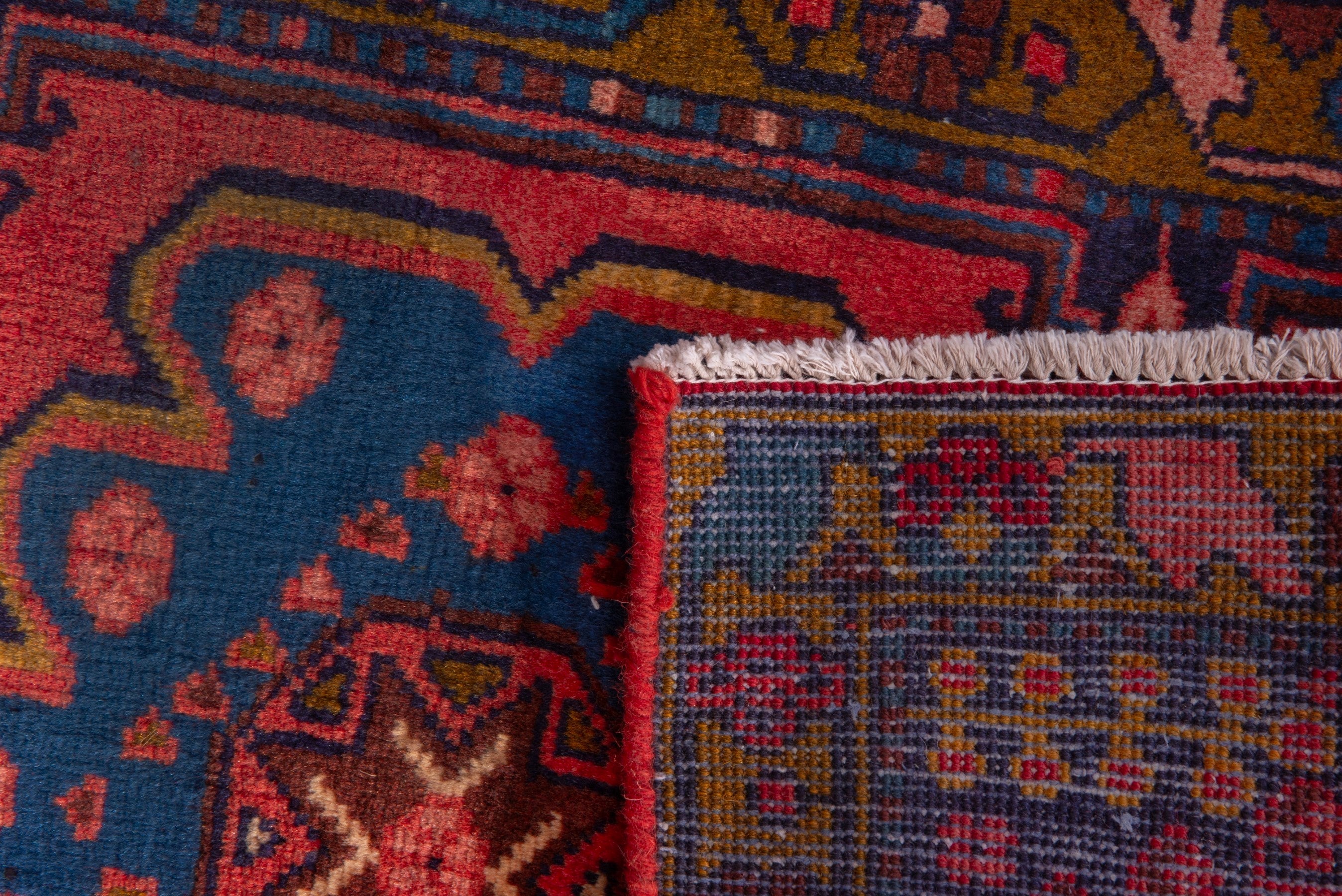 Persian Vist accent rug in deep red and denim, view 7 of 7
