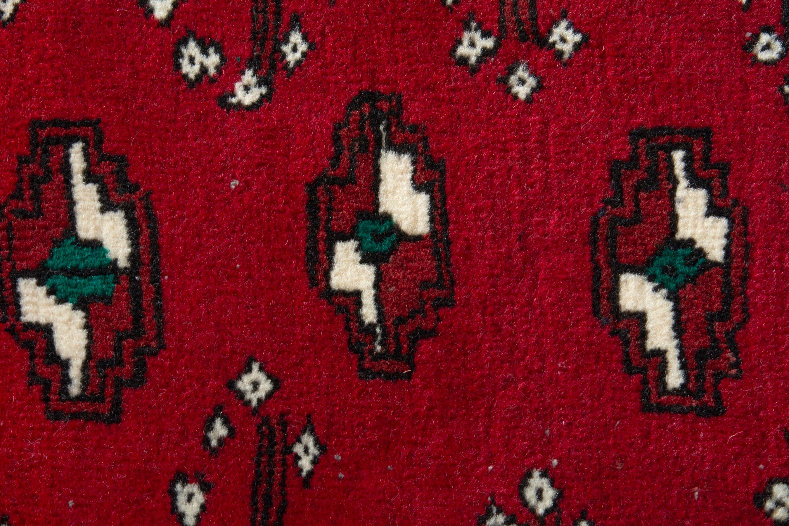 Persian Torkaman accent rug in deep red and burgundy, view 6 of 8