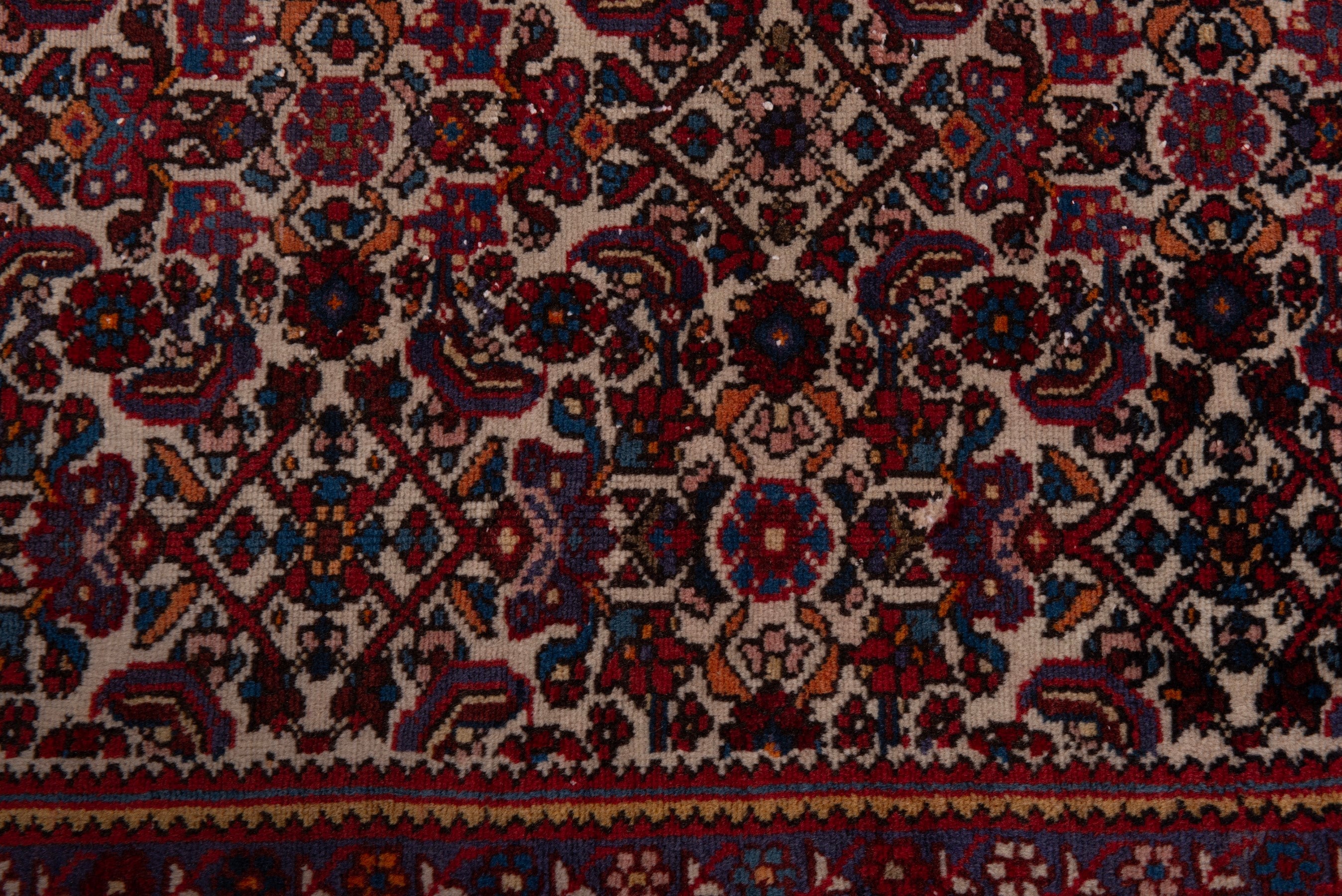 Persian Hamedan accent rug in deep red and dark brown, view 6 of 7