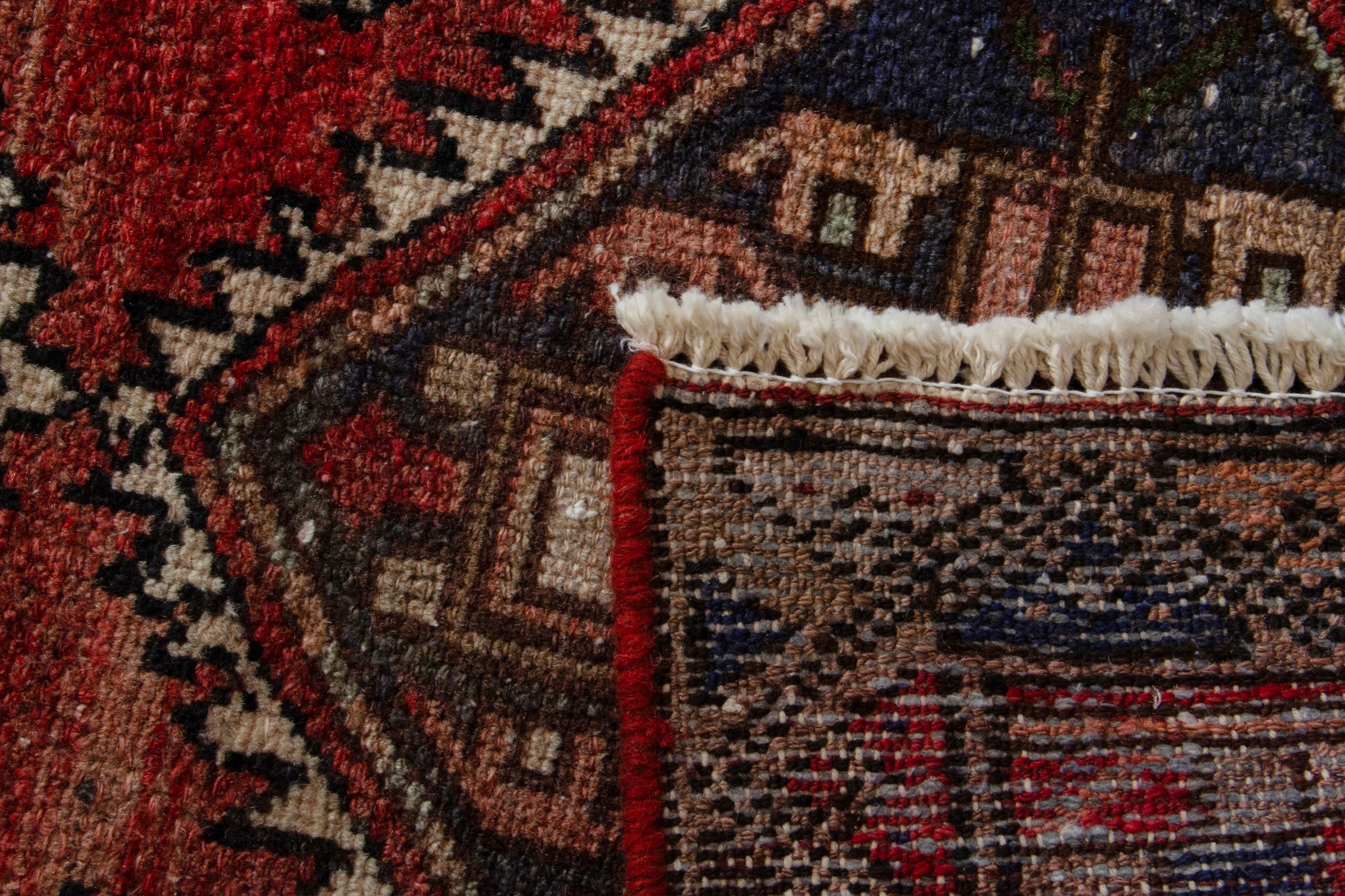 Persian Zanjan accent rug in deep red and charcoal, view 7 of 7
