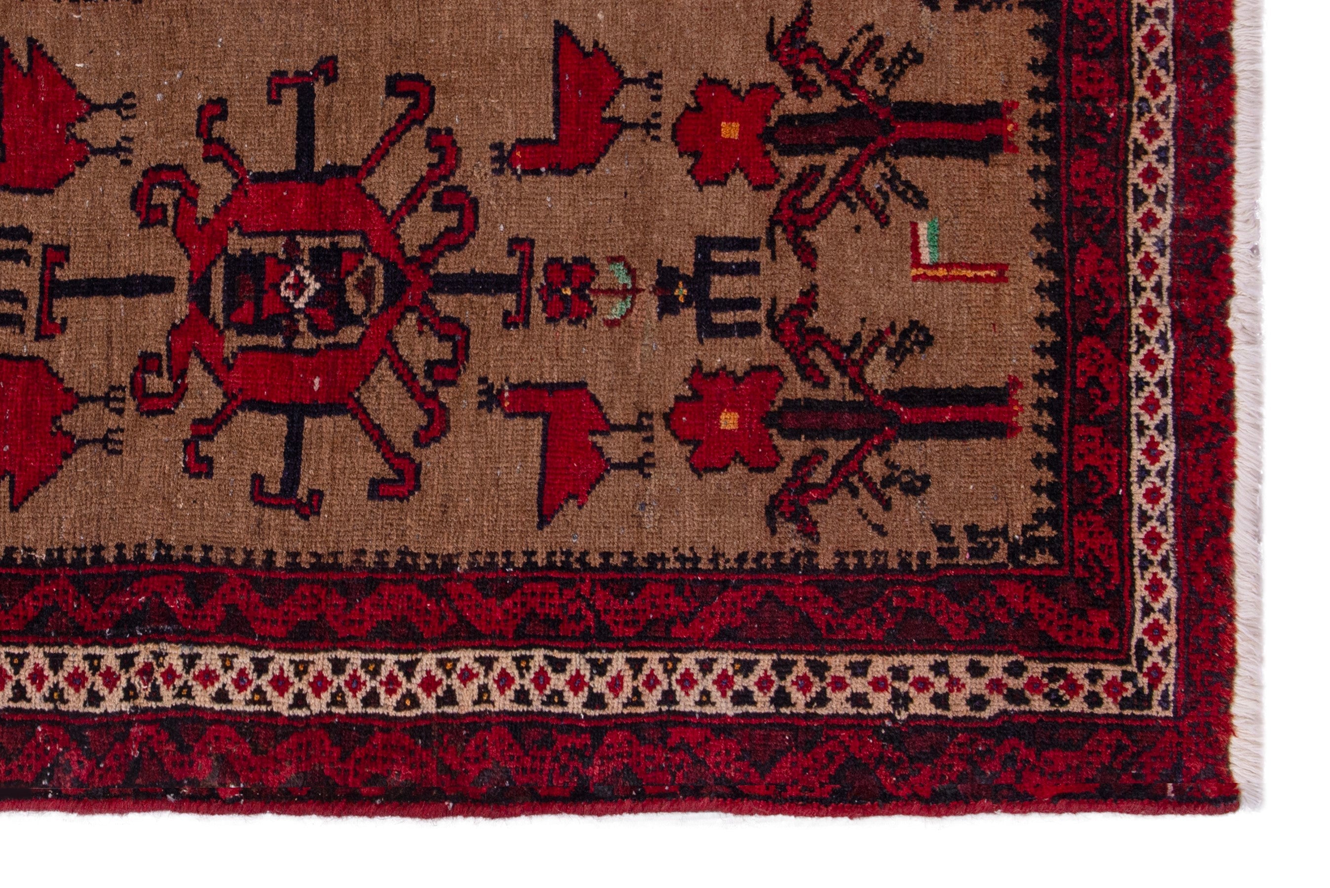 Persian Baluch accent rug in burgundy and deep red, view 4 of 7
