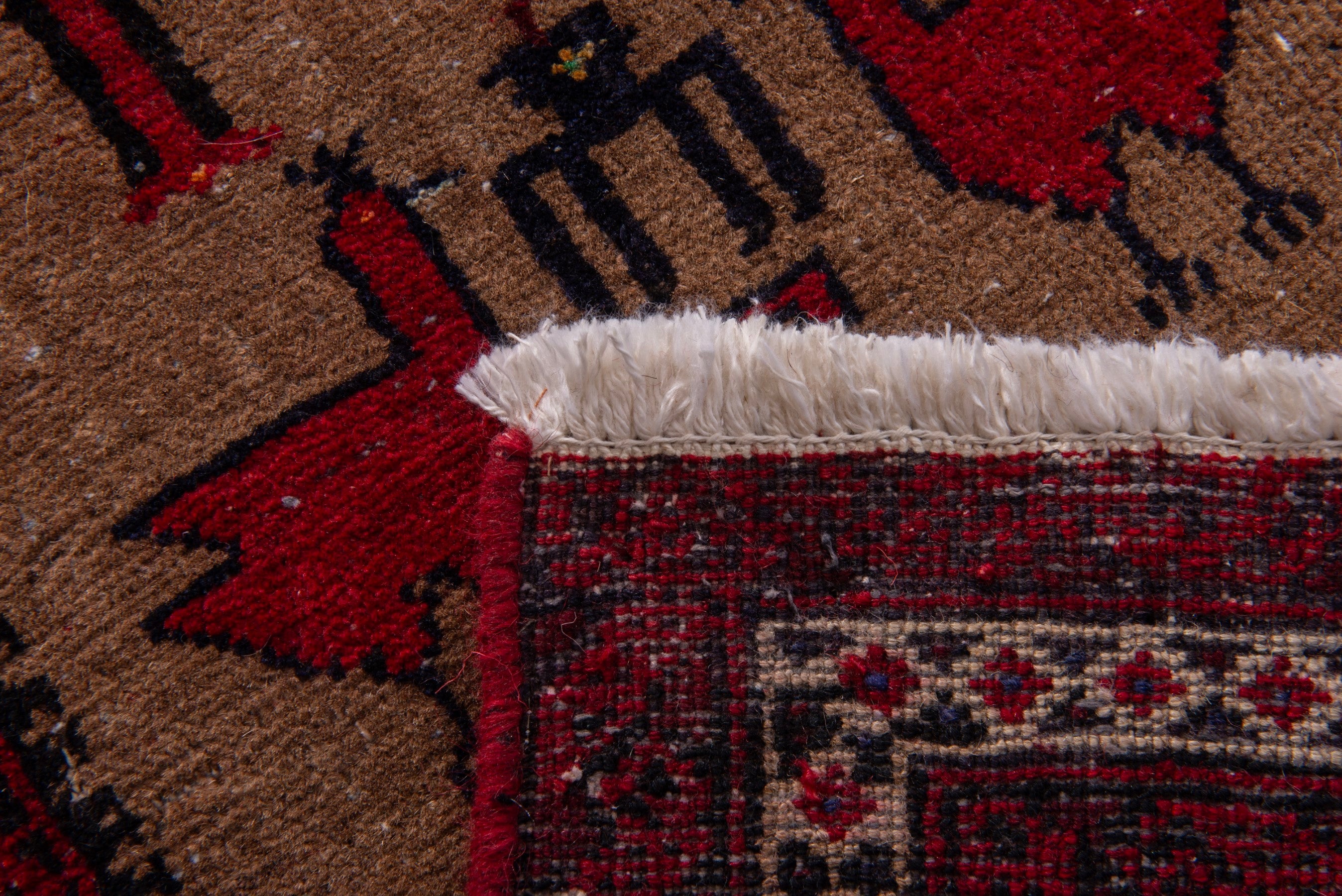 Persian Baluch accent rug in burgundy and deep red, view 7 of 7