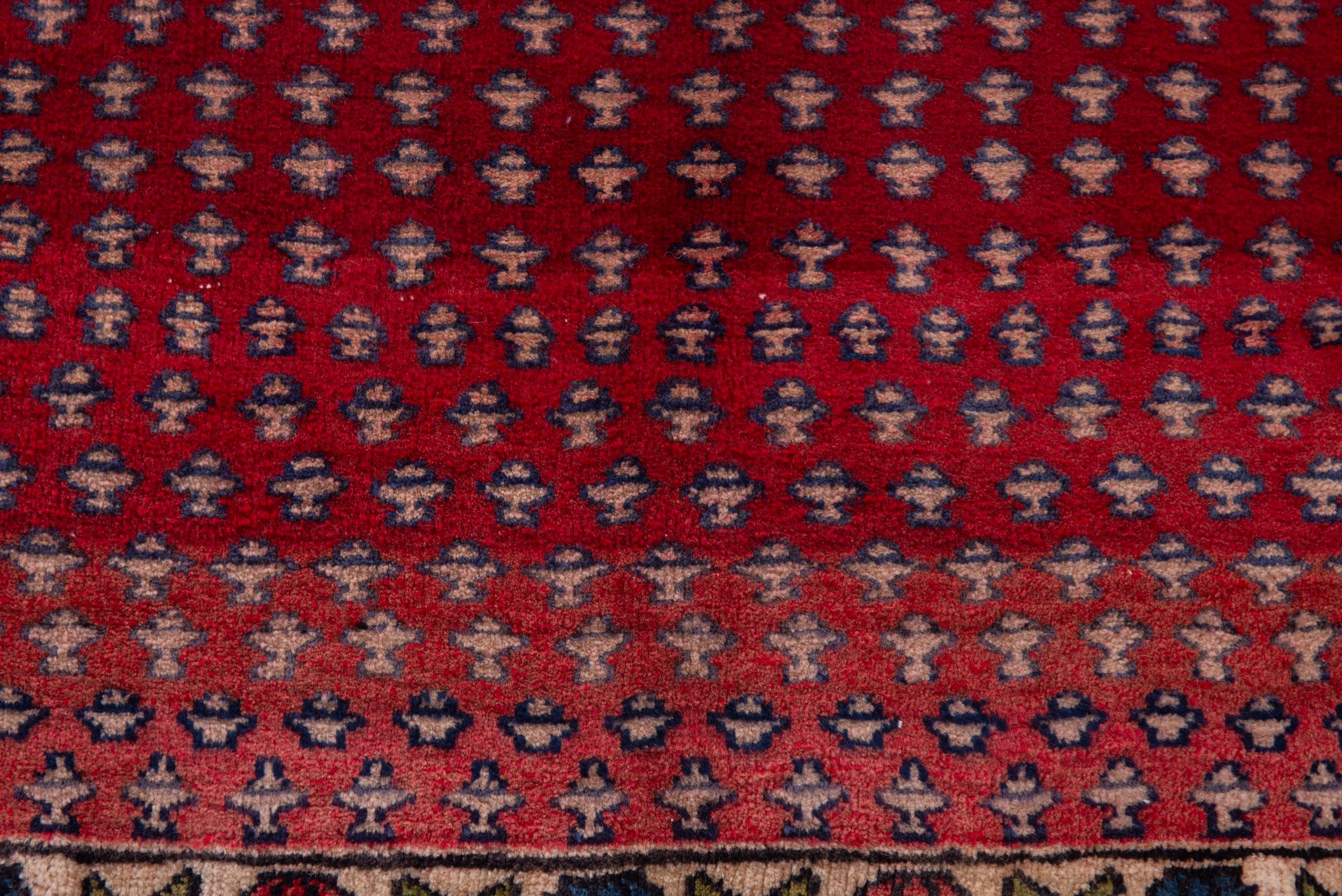 Persian Hamedan accent rug in deep red and tan, view 6 of 7