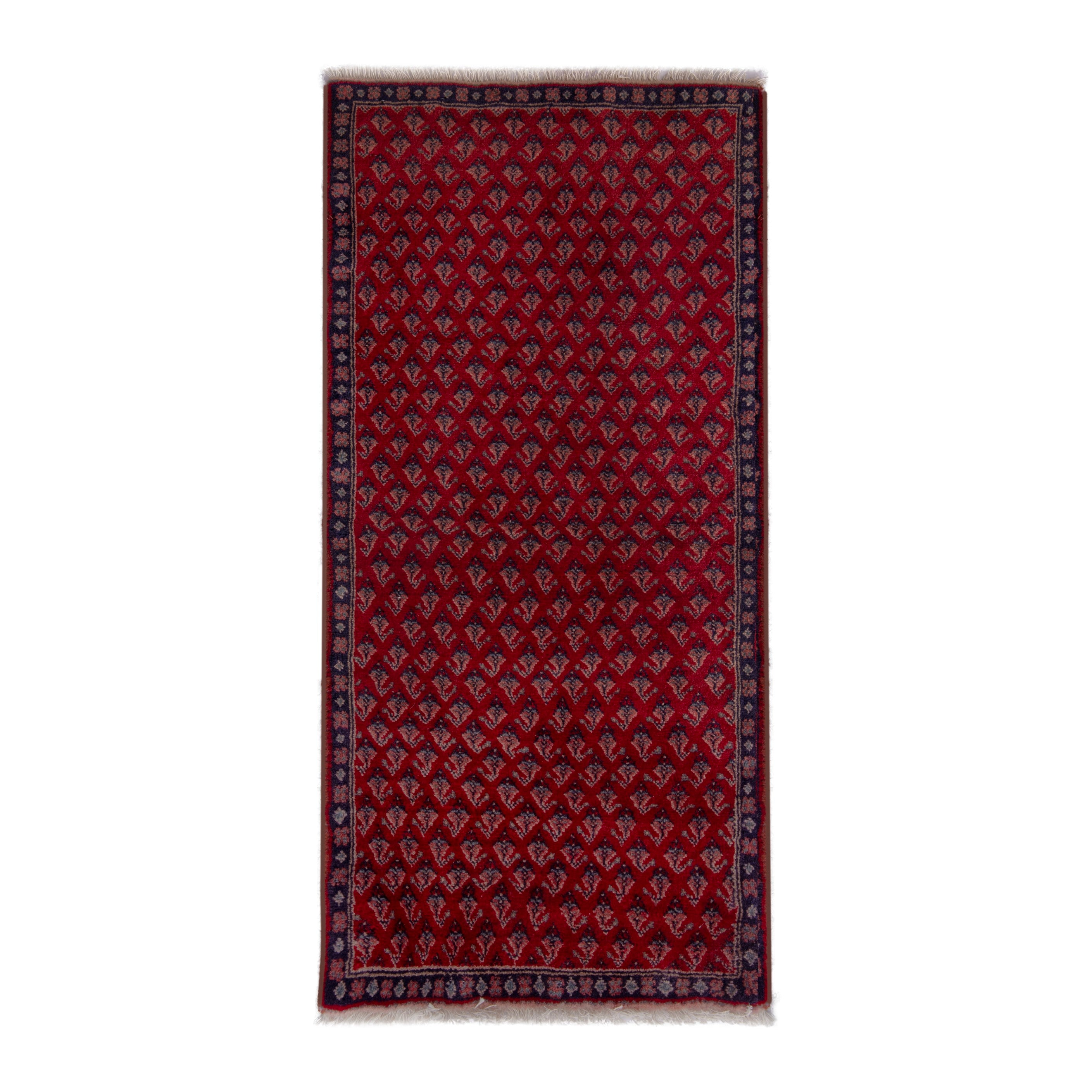 Persian Botteh accent rug in deep red and navy, 1'6" x 3'5"