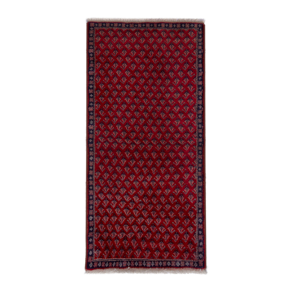 Persian Botteh accent rug in deep red and navy, 1'6" x 3'5"