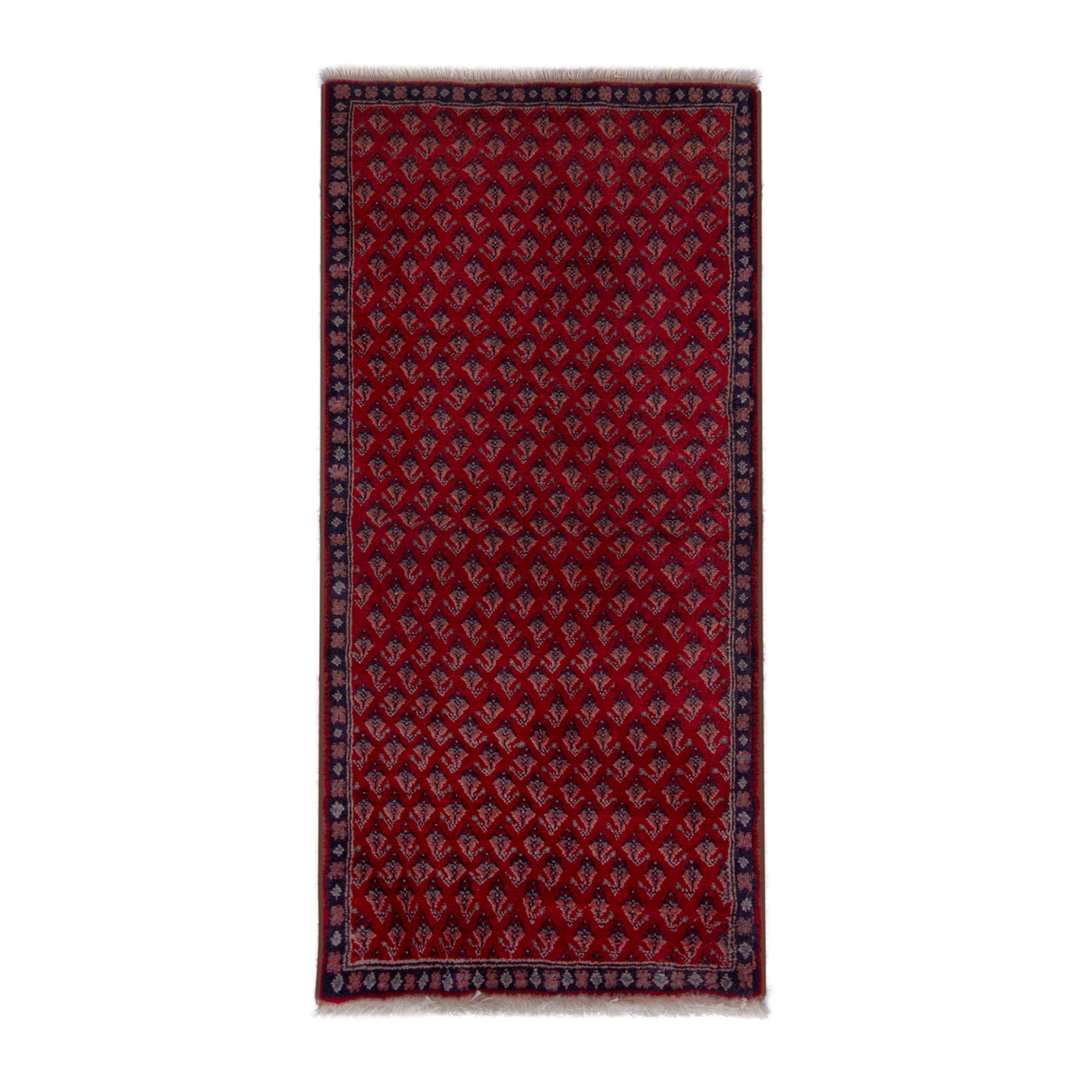 Persian Botteh accent rug in deep red and navy, 1'6" x 3'5"