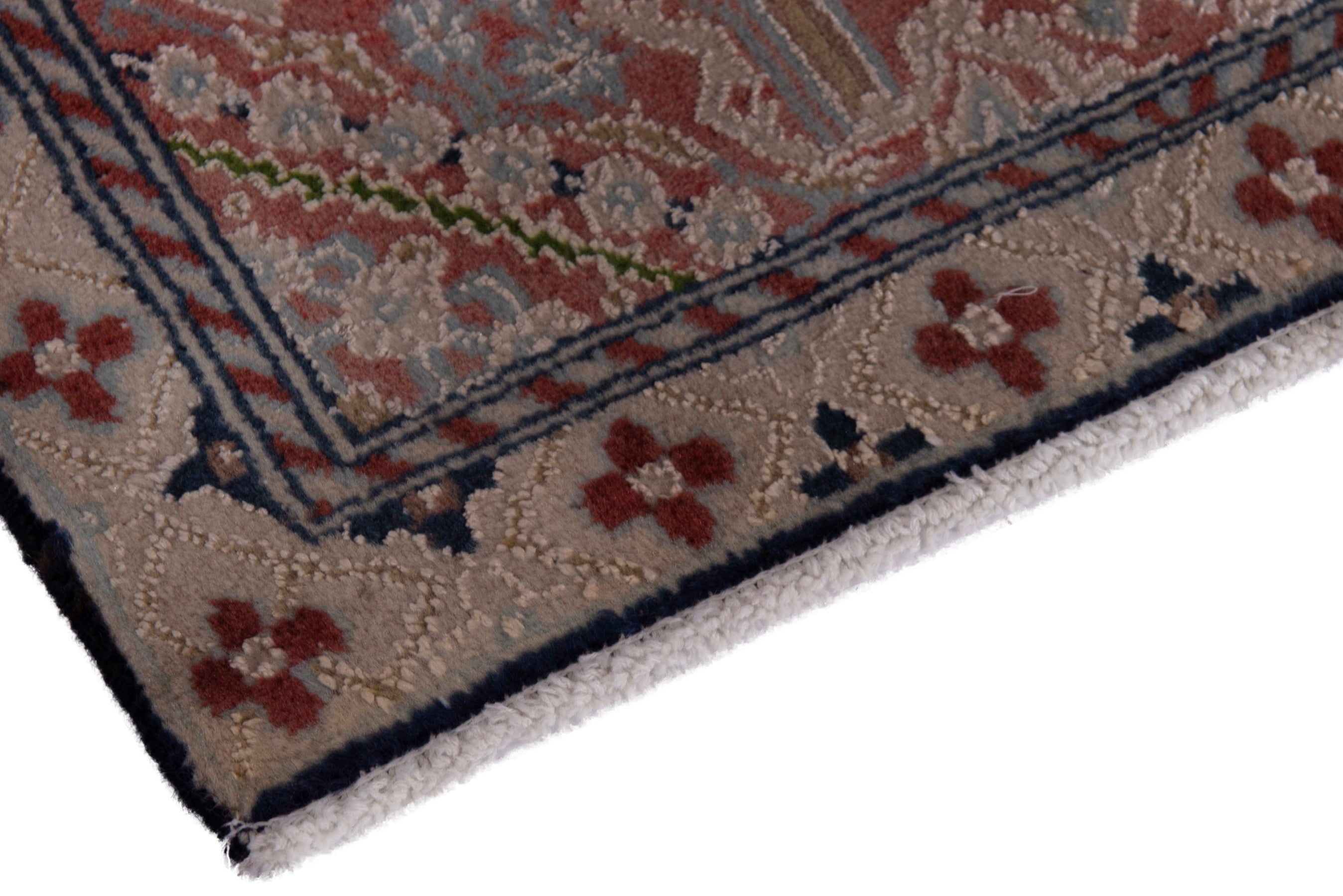 Persian Nain accent rug in rust and dusty rose, view 5 of 7