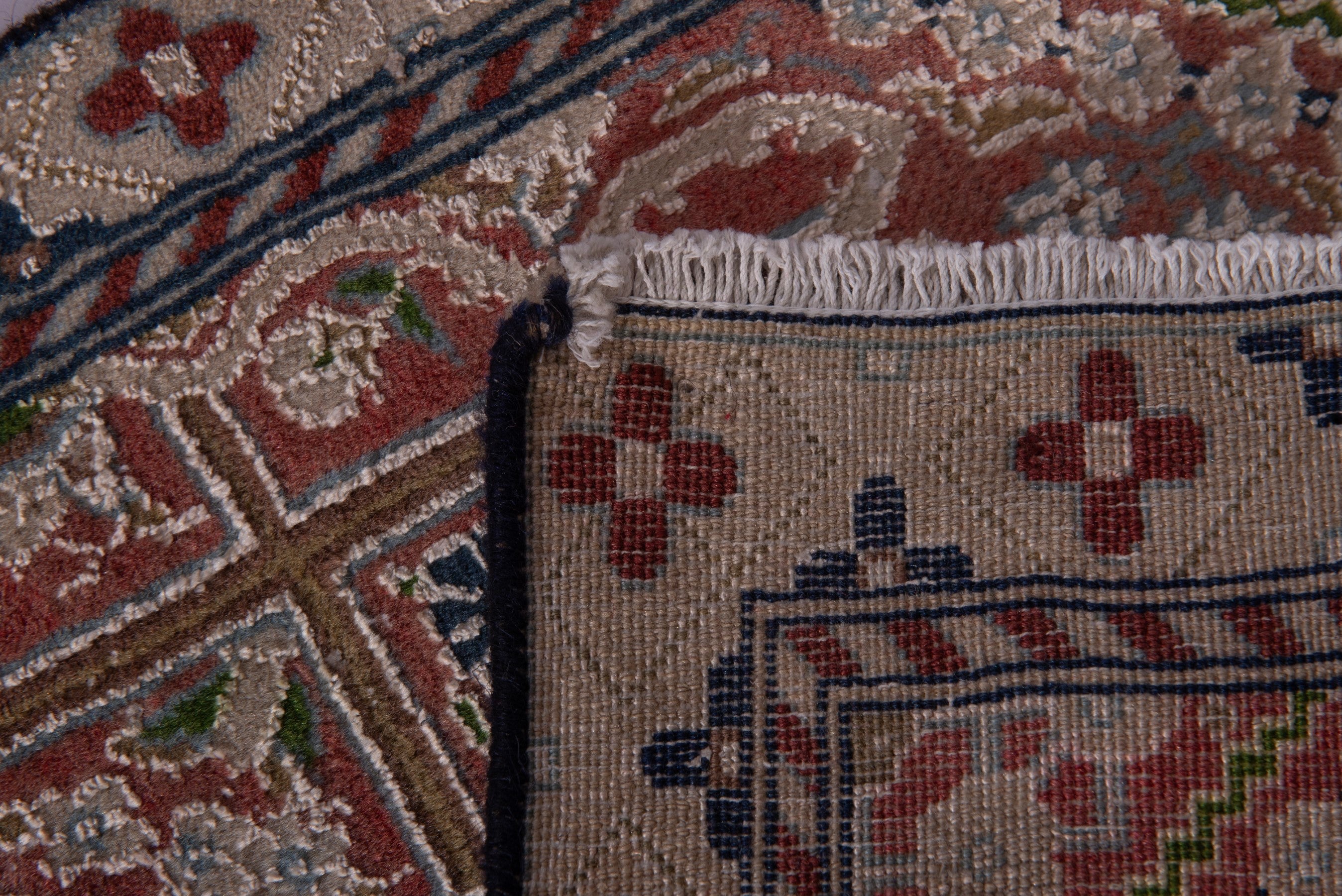 Persian Nain accent rug in rust and dusty rose, view 7 of 7