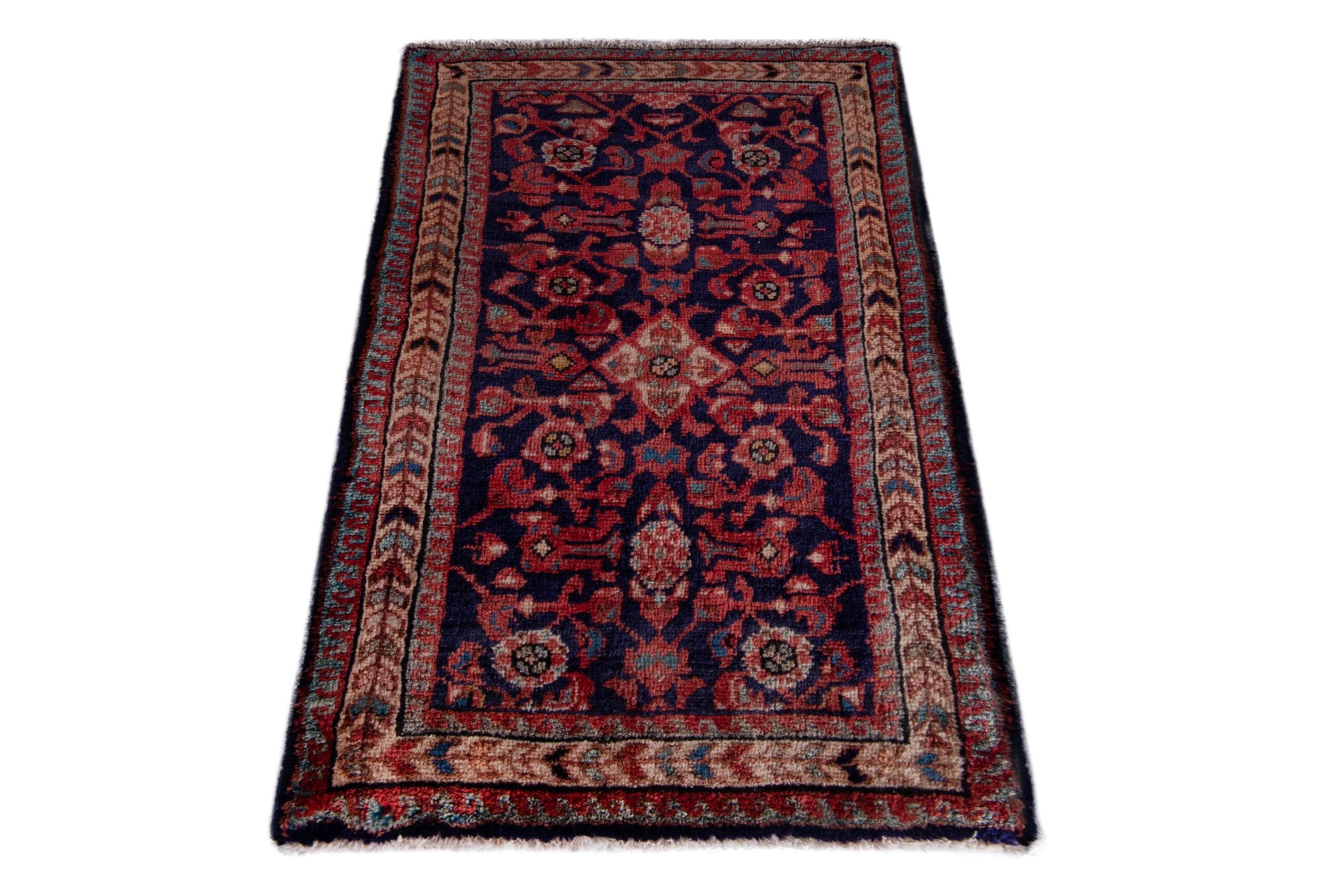 Persian Mahal accent rug in burgundy and deep red, view 2 of 7