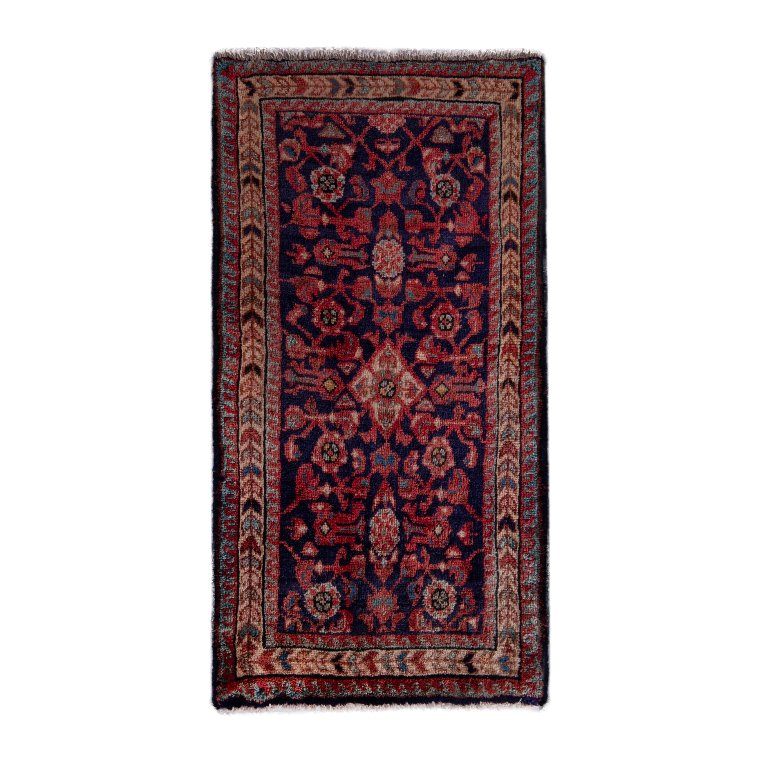 Persian Mahal accent rug in burgundy and deep red, 1'11" x 3'8"