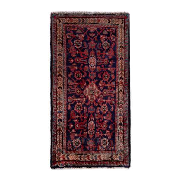 Persian Mahal accent rug in burgundy and deep red, 1'11" x 3'8"