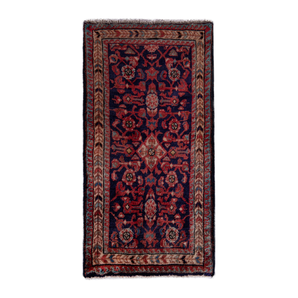 Persian Mahal accent rug in burgundy and deep red, 1'11" x 3'8"