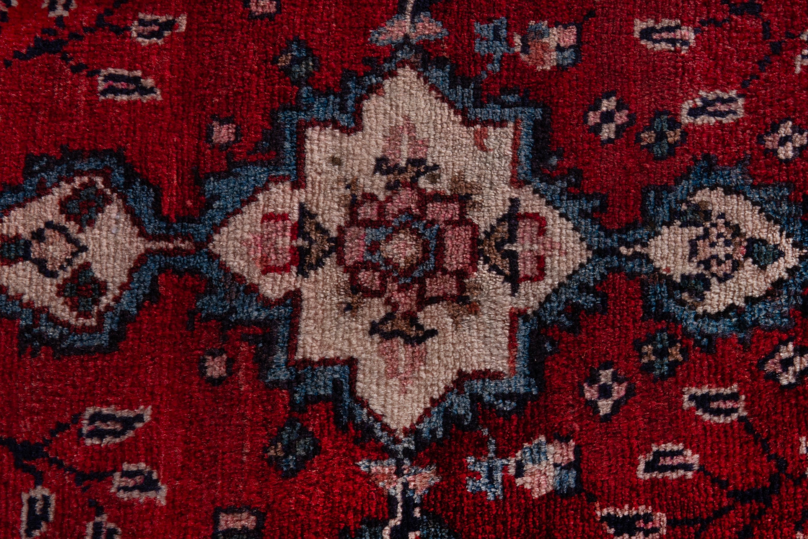 Persian Hamedan accent rug in deep red and burgundy, view 6 of 7