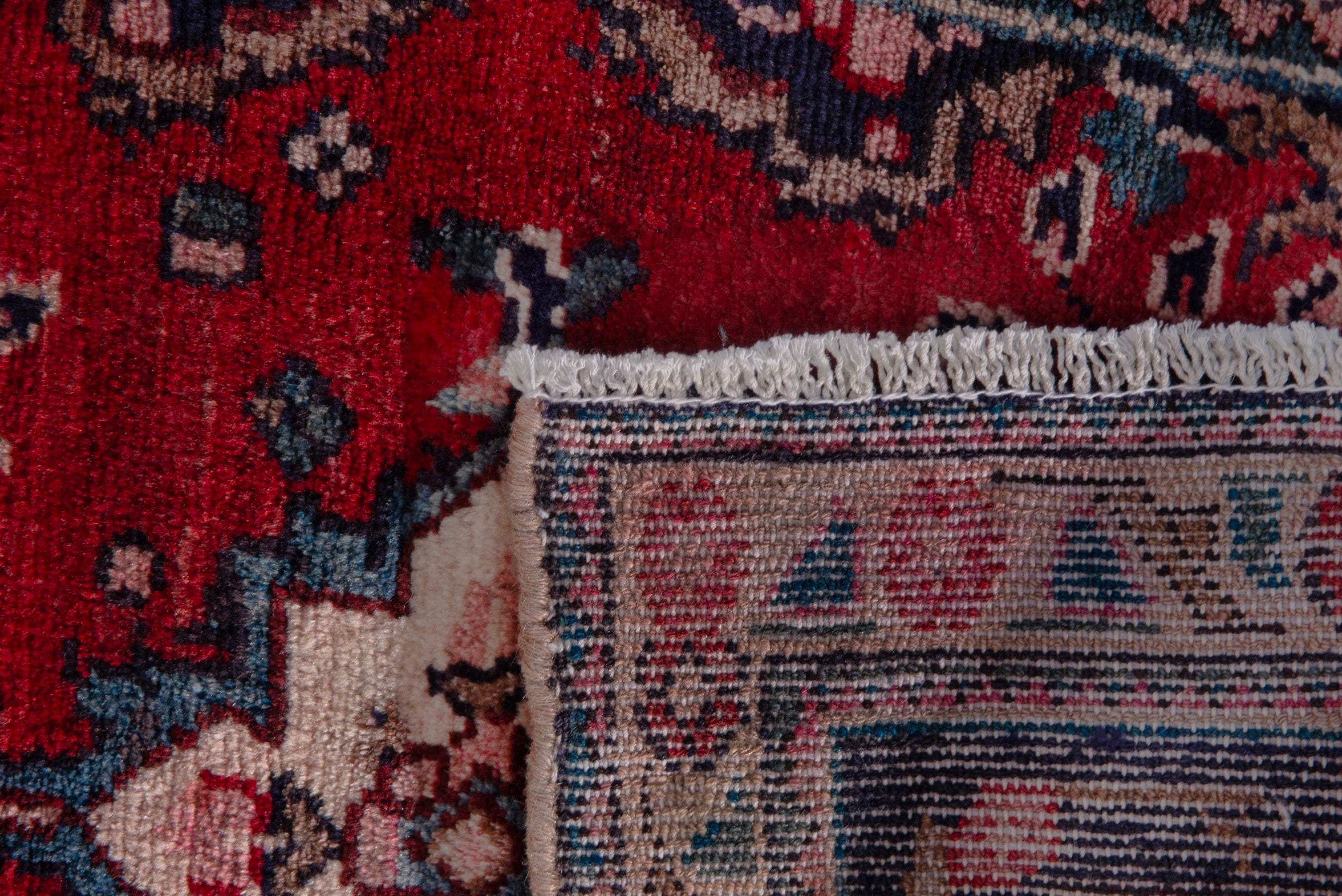 Persian Hamedan accent rug in deep red and burgundy, view 7 of 7