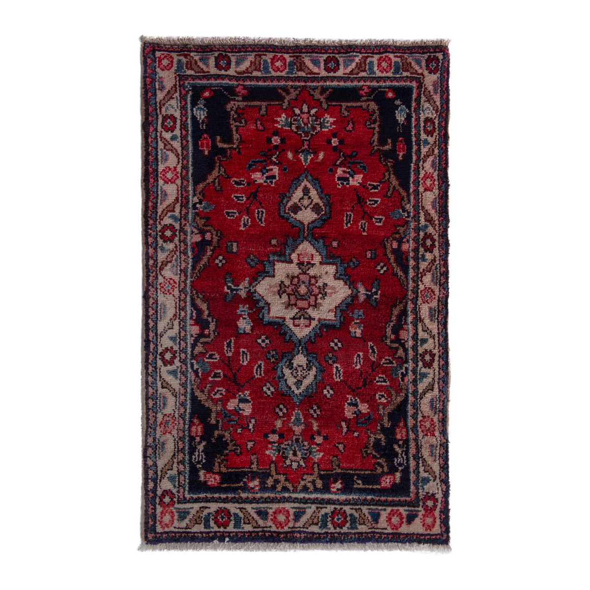 Persian Hamedan accent rug in deep red and burgundy, 2'2" x 3'7"