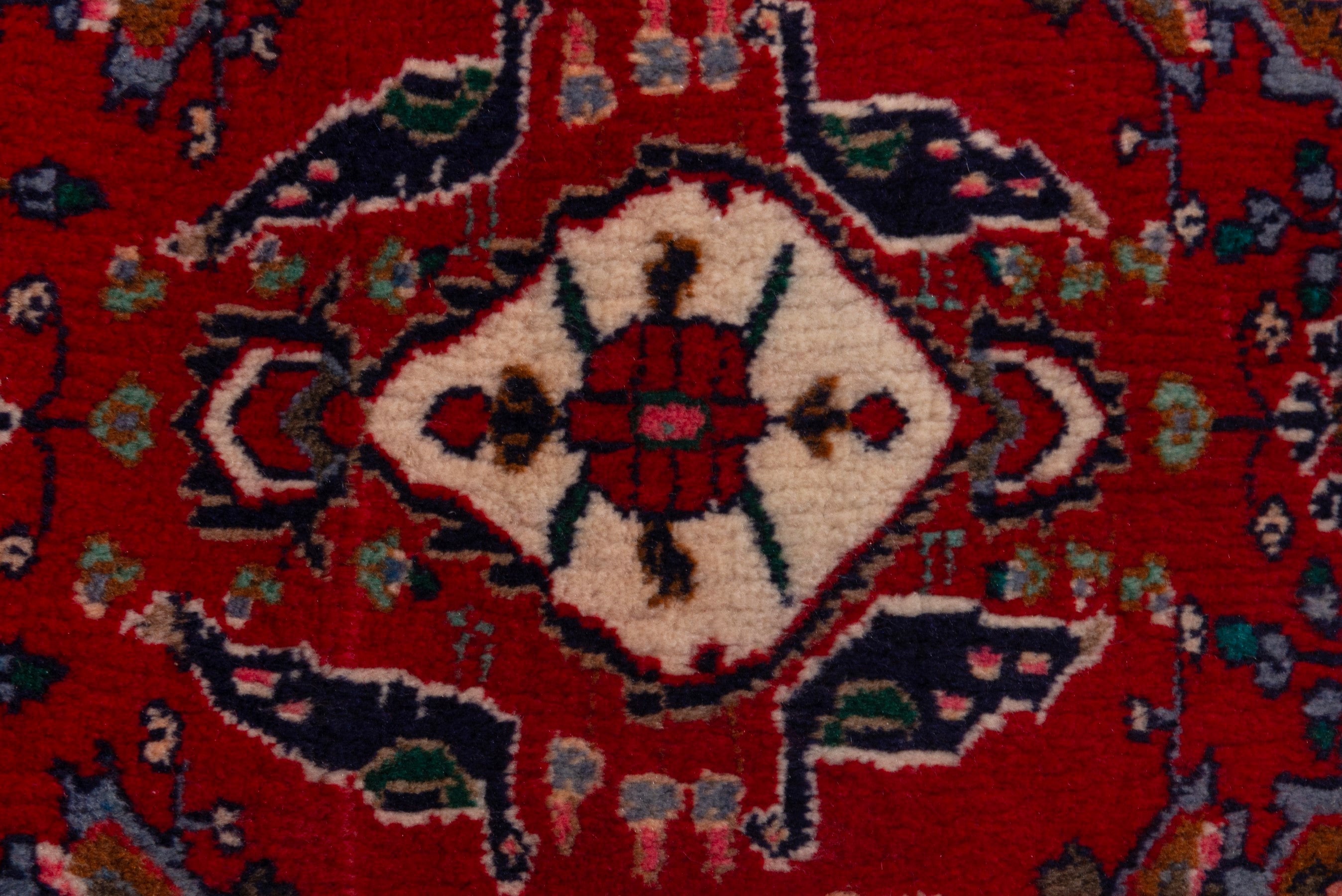 Persian Bijar accent rug in deep red and cream, view 6 of 7