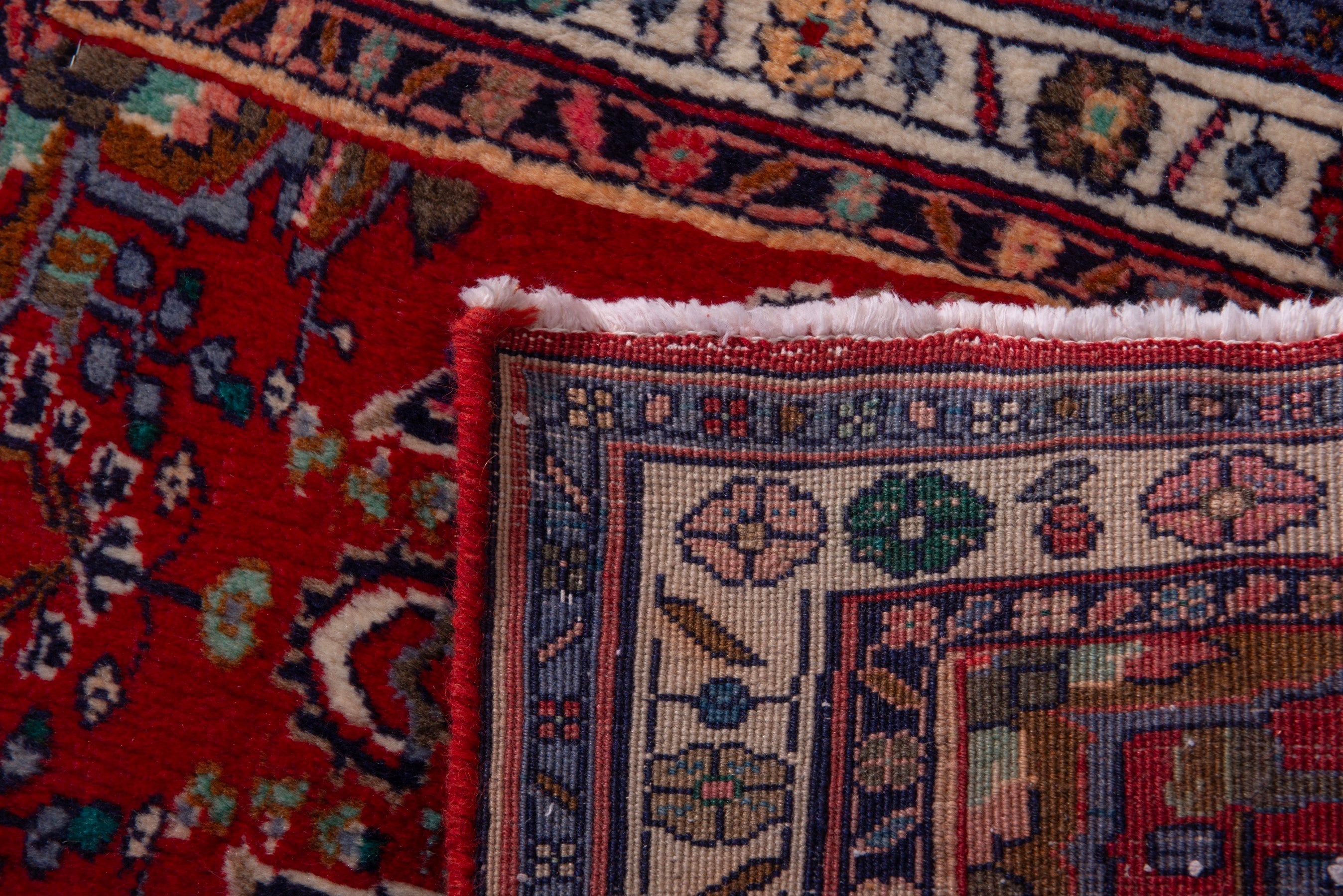 Persian Bijar accent rug in deep red and cream, view 7 of 7