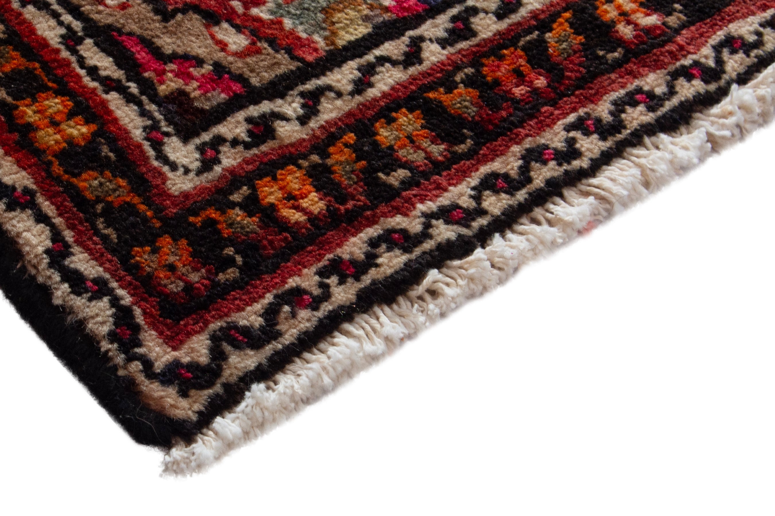 Persian Hamedan accent rug in deep red and rust, view 5 of 8