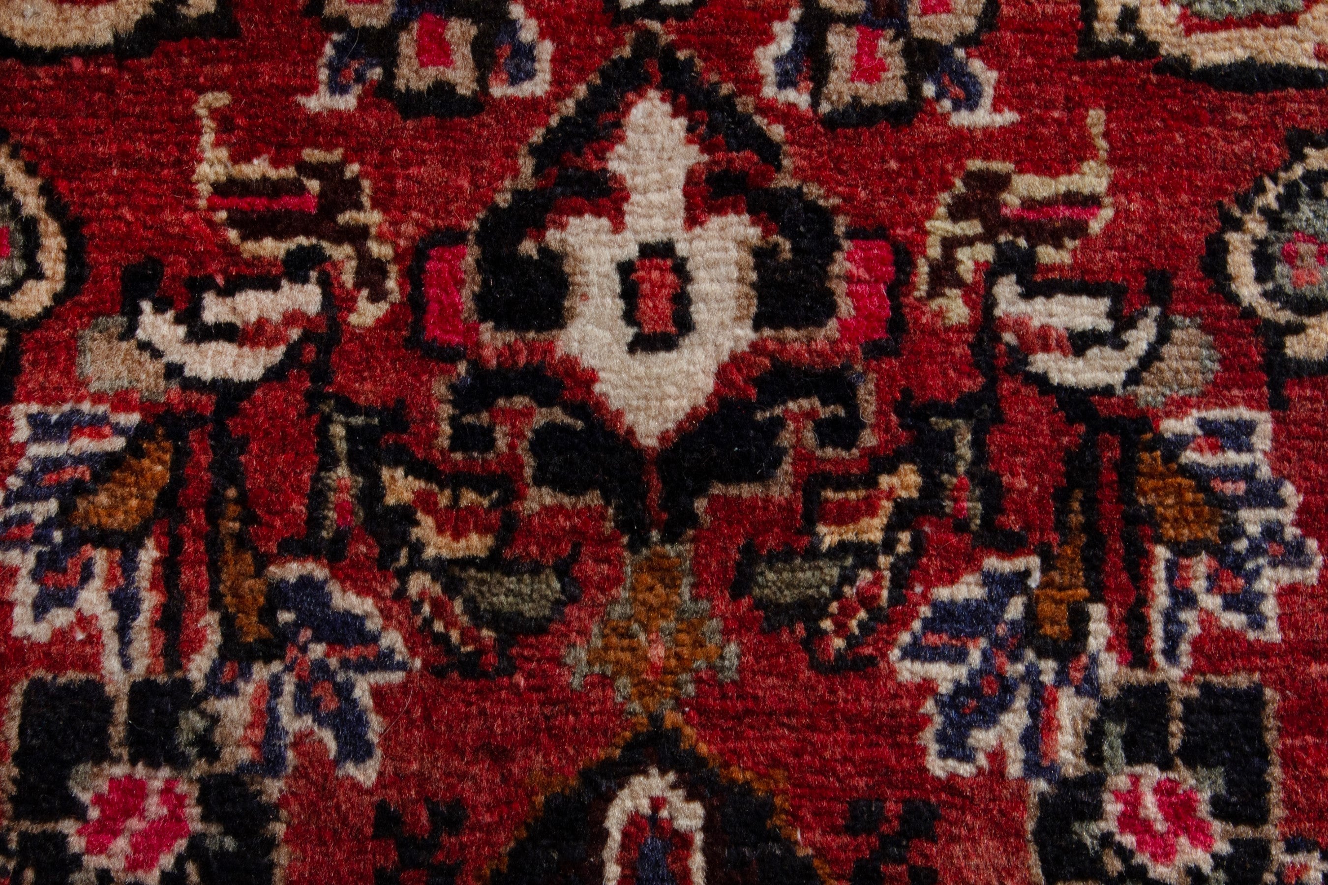 Persian Hamedan accent rug in deep red and rust, view 6 of 8