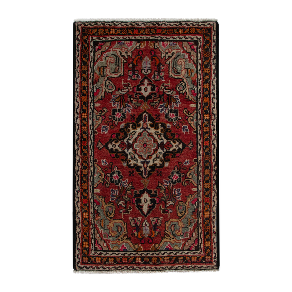 Persian Hamedan accent rug in deep red and rust, 2'1" x 3'10"
