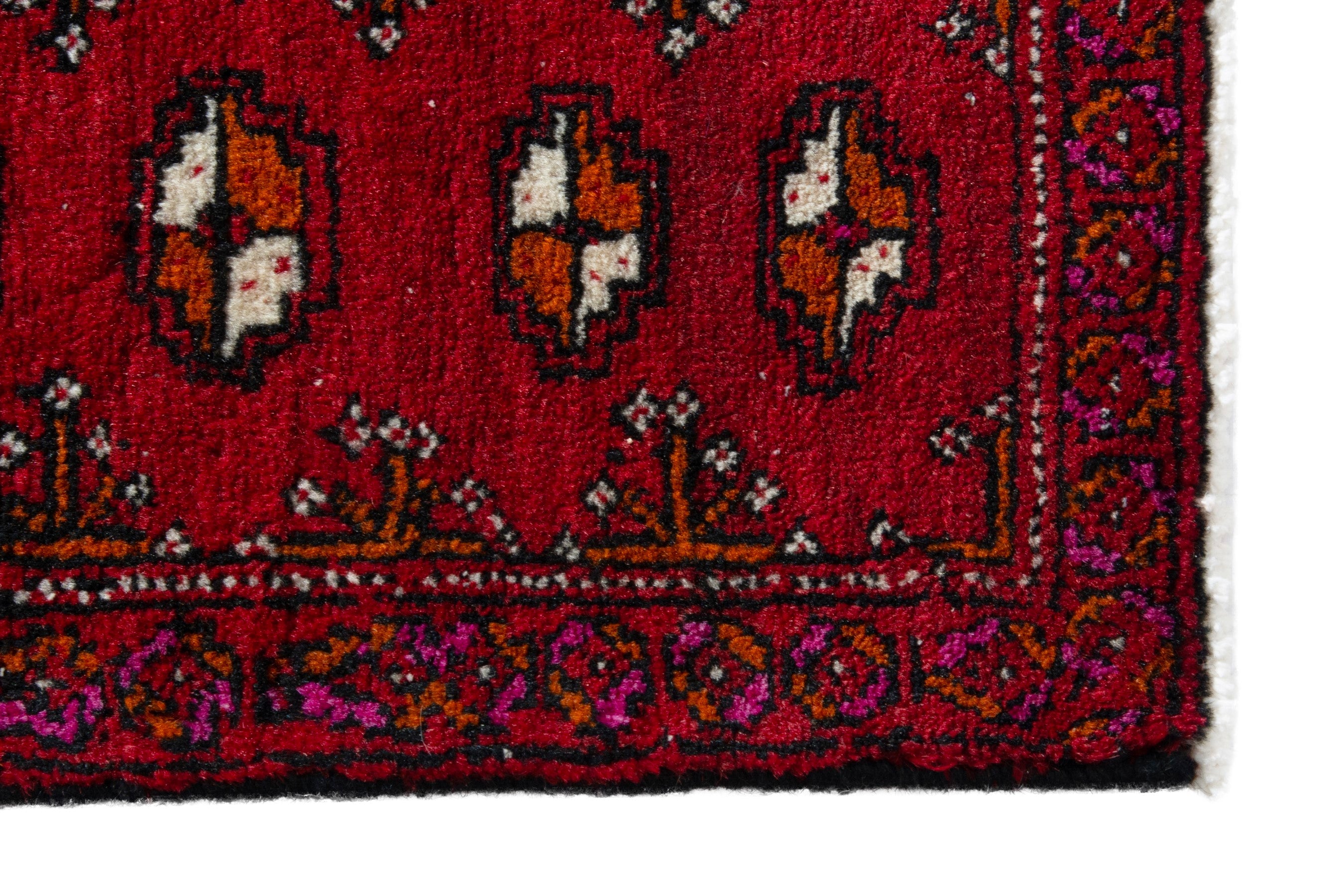 Persian Torkaman accent rug in deep red and burgundy, view 4 of 8