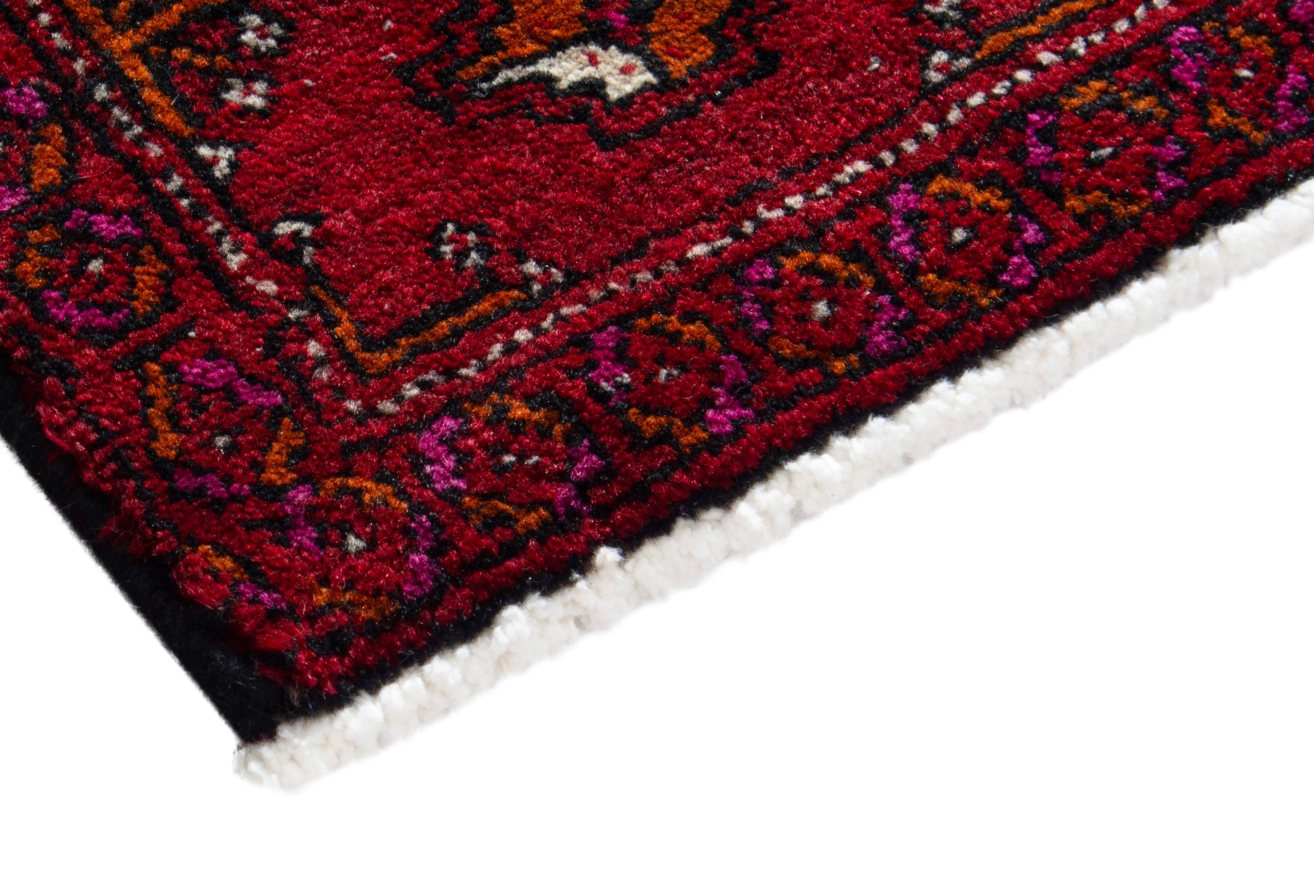 Persian Torkaman accent rug in deep red and burgundy, view 5 of 8