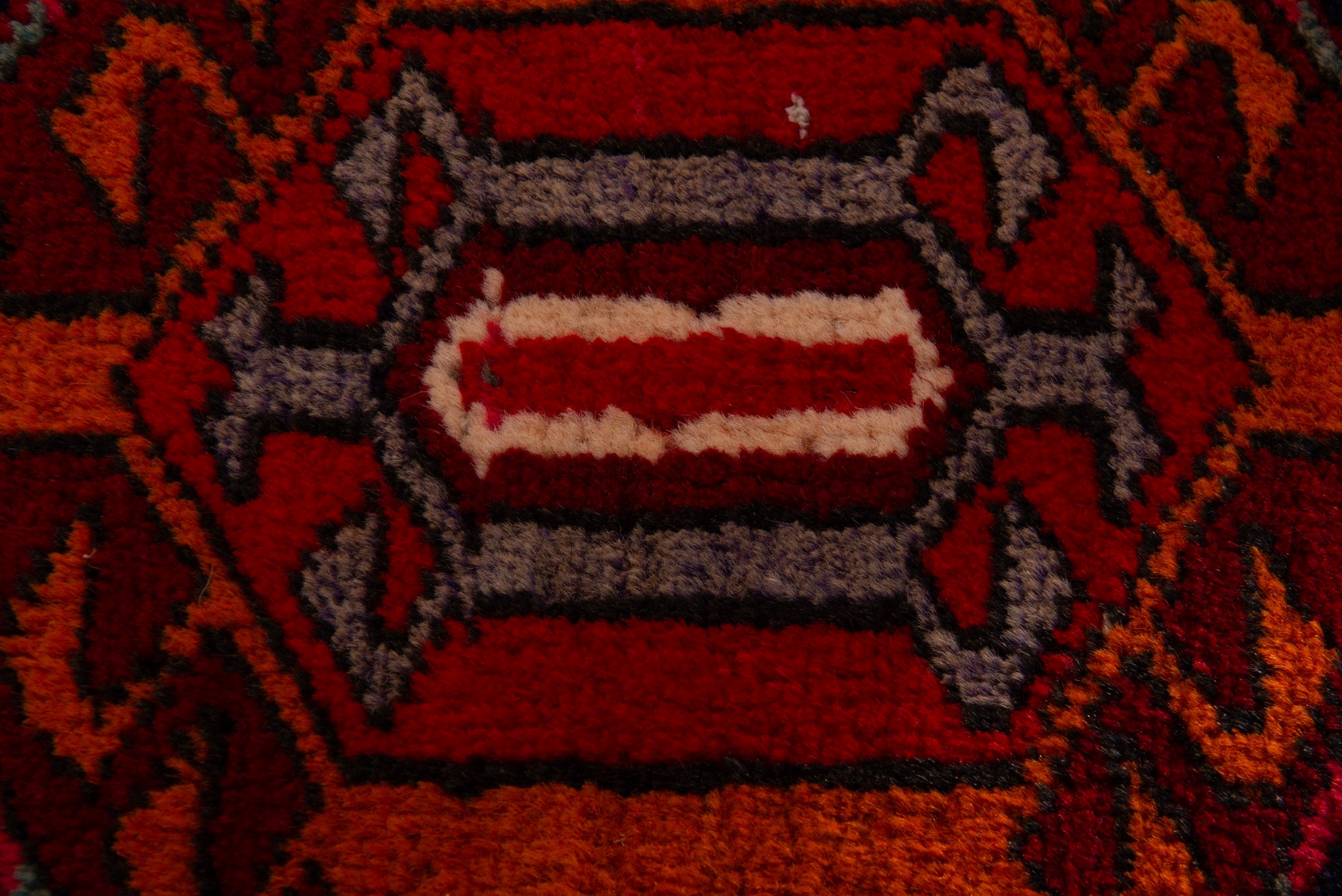 Persian Ardabil accent rug in navy and burgundy, view 6 of 7